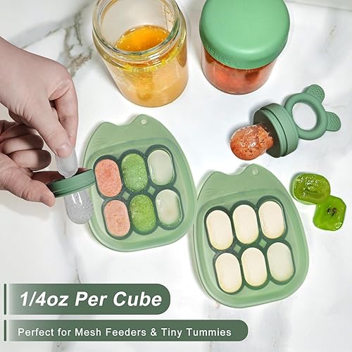 Miniatura 2 de Bessentials Paquete de 2 bandejas congeladoras de alimentos para bebés, contenedor de almacenamiento de alimentos para bebés caseros, purés de