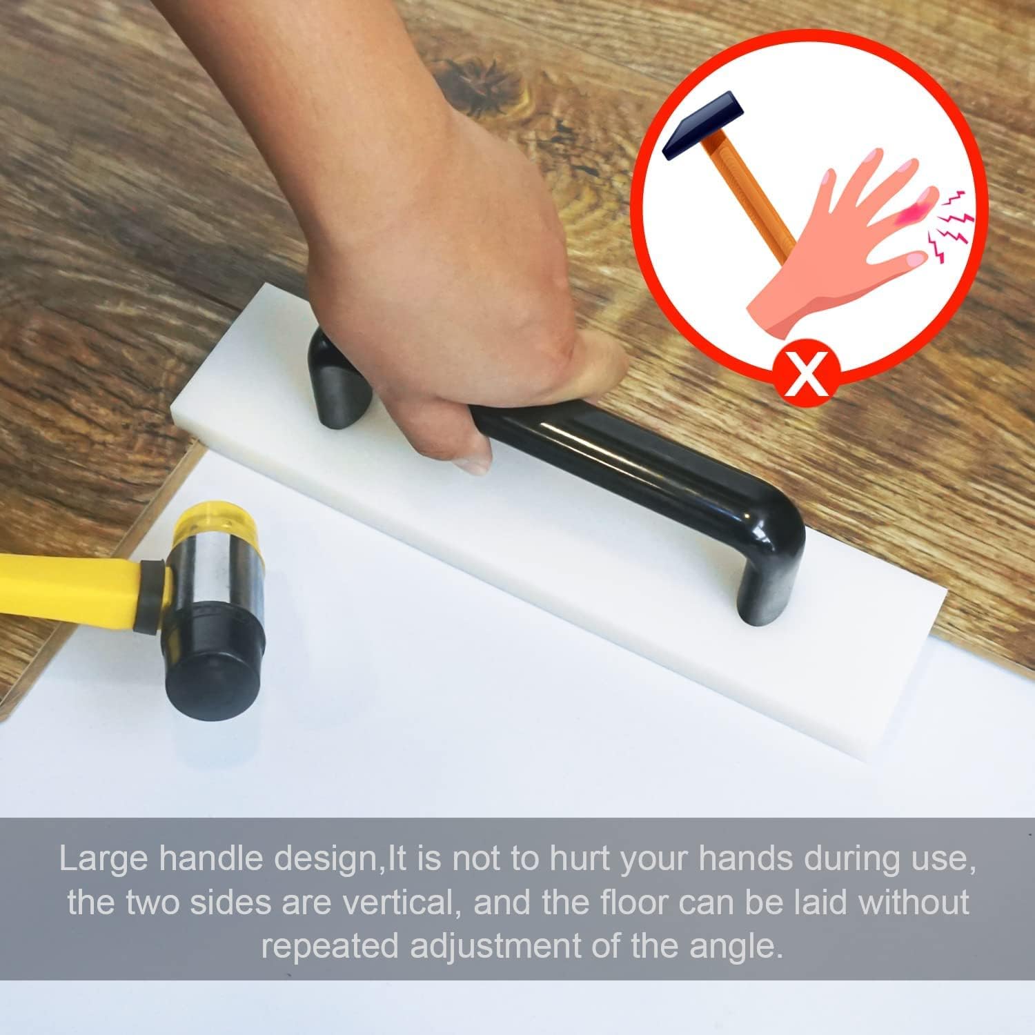 NAACOO , Flooring Tools - Tapping Block for Vinyl Plank Flooring, Install Flooring with Big Handle, Lengthen Floor Tools, Need Use with Hammer(12’’ x 2-3/4’’)