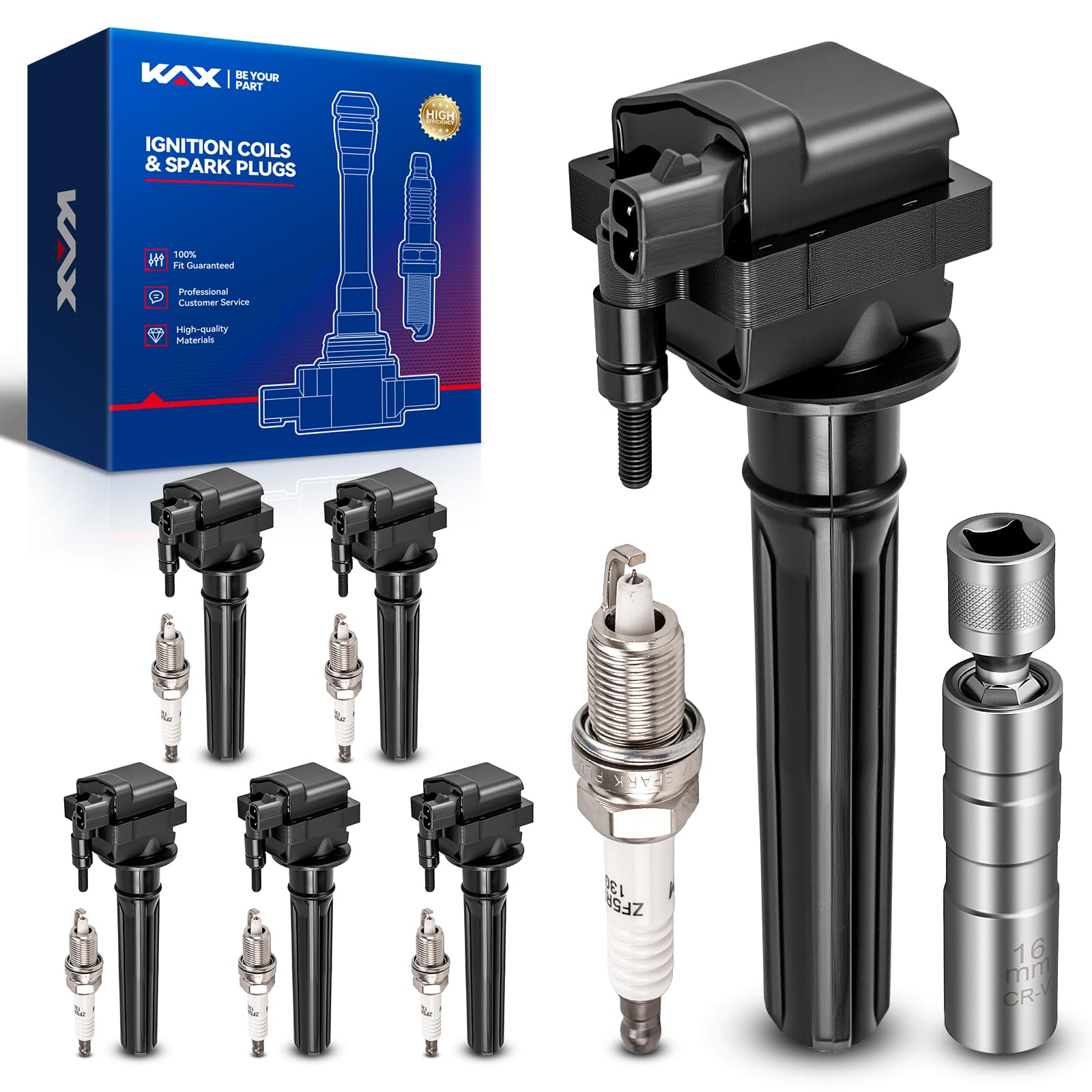 KAX 6 Ignition Coils &amp; 6 Spark Plugs Set for Pacifica 2004, 2005-2006 3.5L
