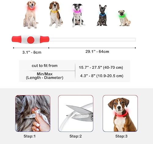 Miniatura 5 de Collares de perro iluminados, collar de perro LED Dlitk recargable por USB, 1 unidad, collar brillante de poliuretano termoplástico para perros,