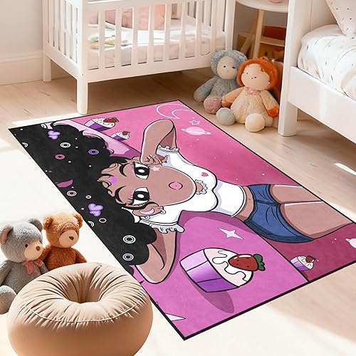 Vista 57 de Alfombras de Niñas Negras Afro para Sala de Estar Alfombras Moradas Dormitorio Decoración Mágica del Hogar Arte Música Niña Sofá Tapetes de Piso