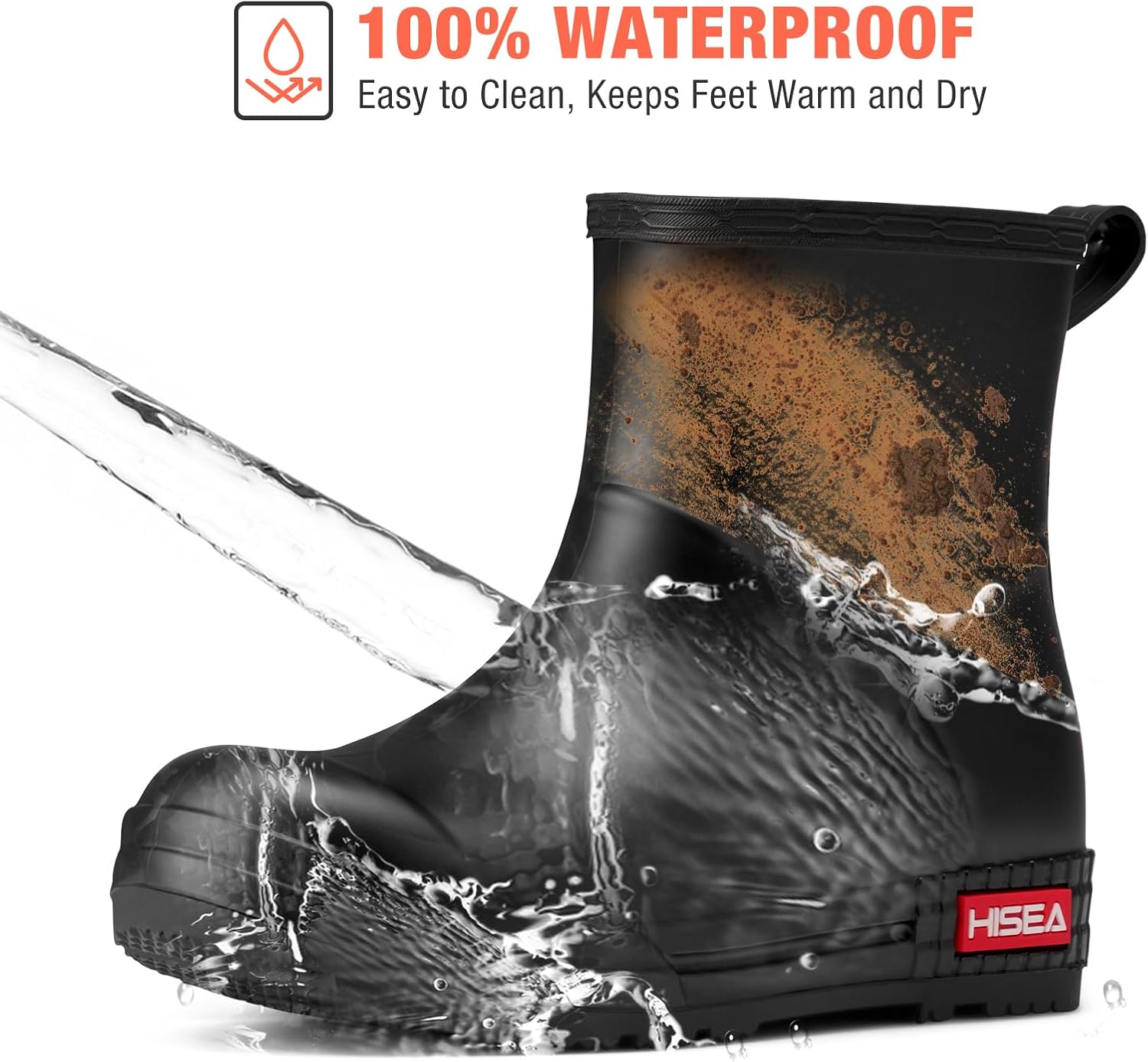 HISEA Women's Short Chelsea Boots Ankle Rubber Rain Boots for Garden Waterproof - Image 4