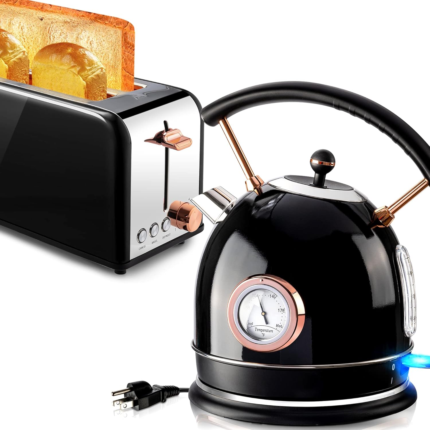 Pukomc Retro Electric Kettle Stainless Steel 1.8L Tea