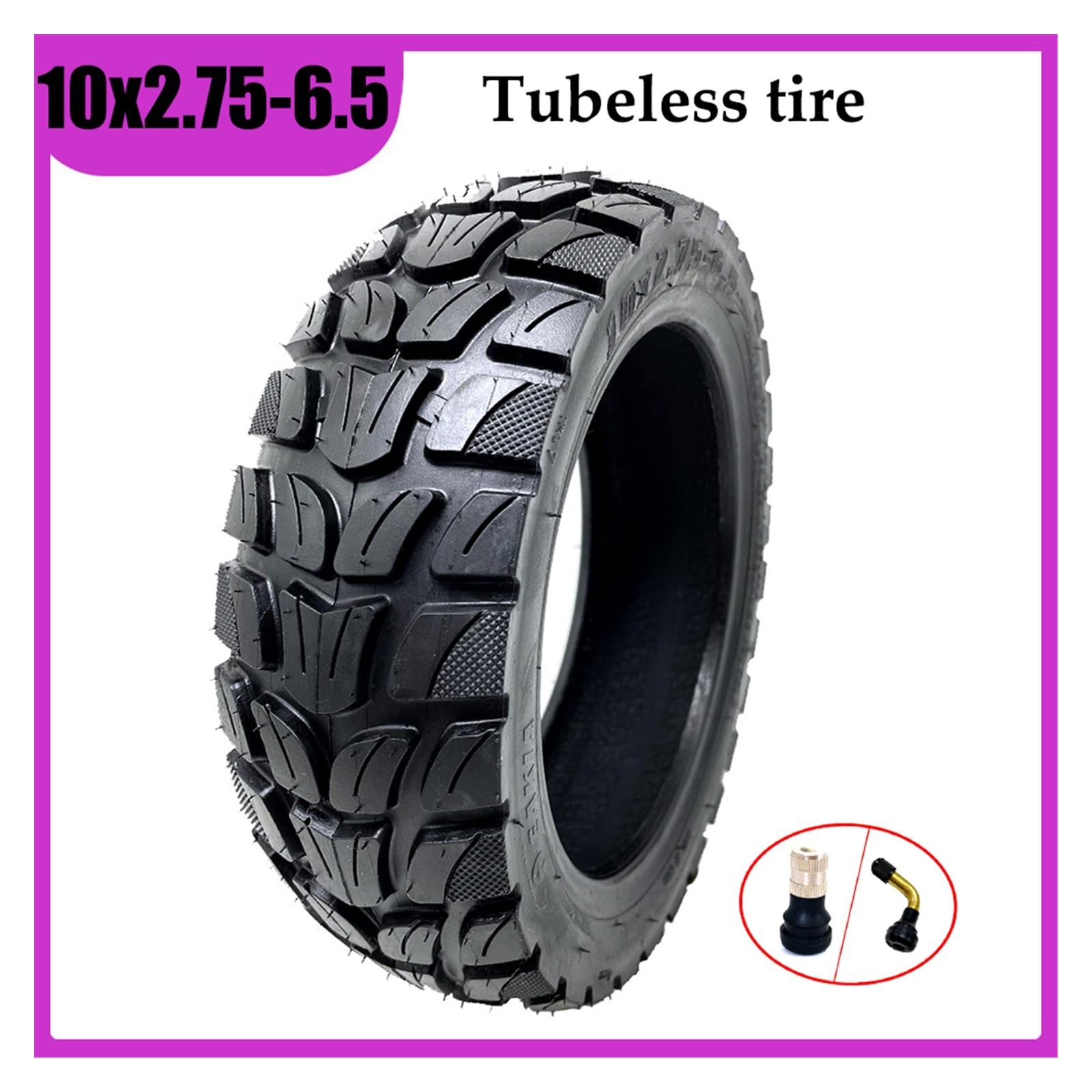 Générique Pneu Trottinette 8.5 Pouce sans Chambre à air 10x2.75-6.5/70-6 255x70 Tout-Terrain, Scooter électrique 10", Roues AV/AR