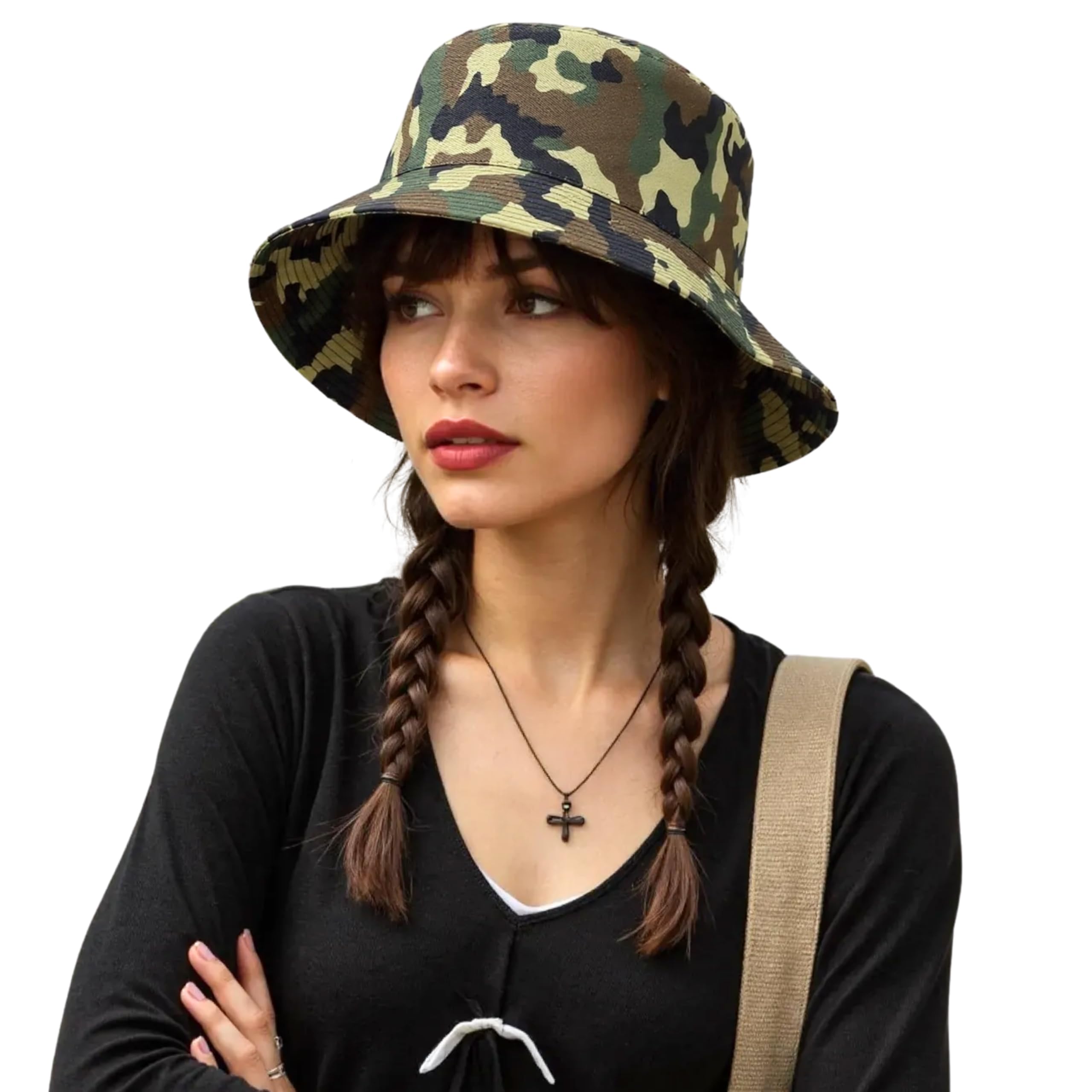 DEDICATED Army Bucket Hat - Cotton Packable Sun Hat for Men & Women - Military Style Boonie Hat for Outdoor, Hiking, Camping, Fishing, Travel & Beach - Lightweight, Breathable & UV Protection Cap