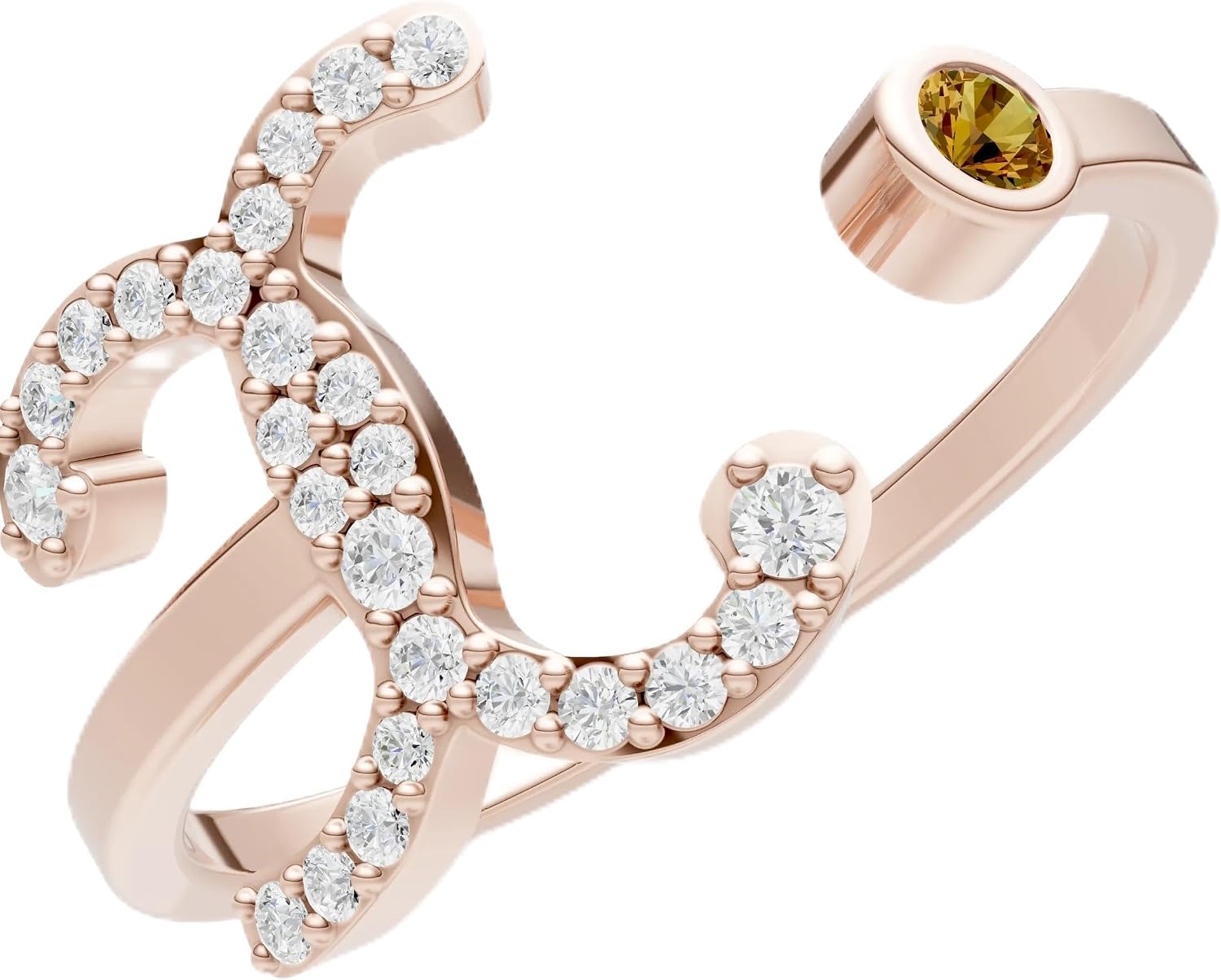 PEORA Round Cut Citrine Band Available in Solid 10K, 14K or 18K Ring – White, Yellow or Rose Gold