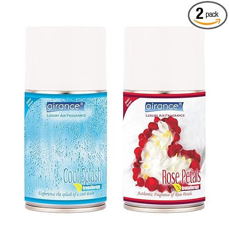 Airance Automatic Room Freshner Spray Refill/Air Freshener/Perfume Spray/Fragrance Aroma Refill - Rose Petals & Cool Splash - 250 ML - Pack Of Two Refills