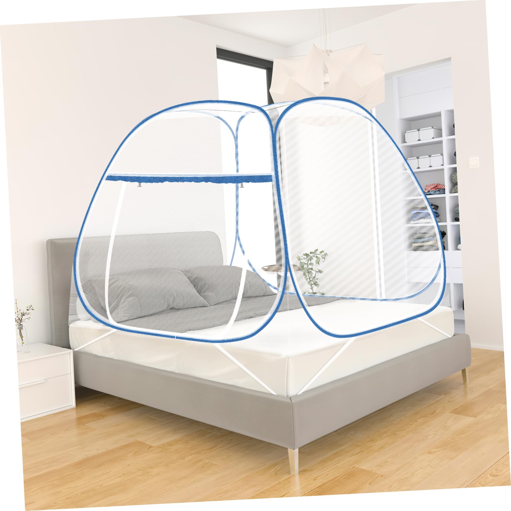 Tente moustiquaire pliable pour lit adulte avec fermeture éclair intégrale