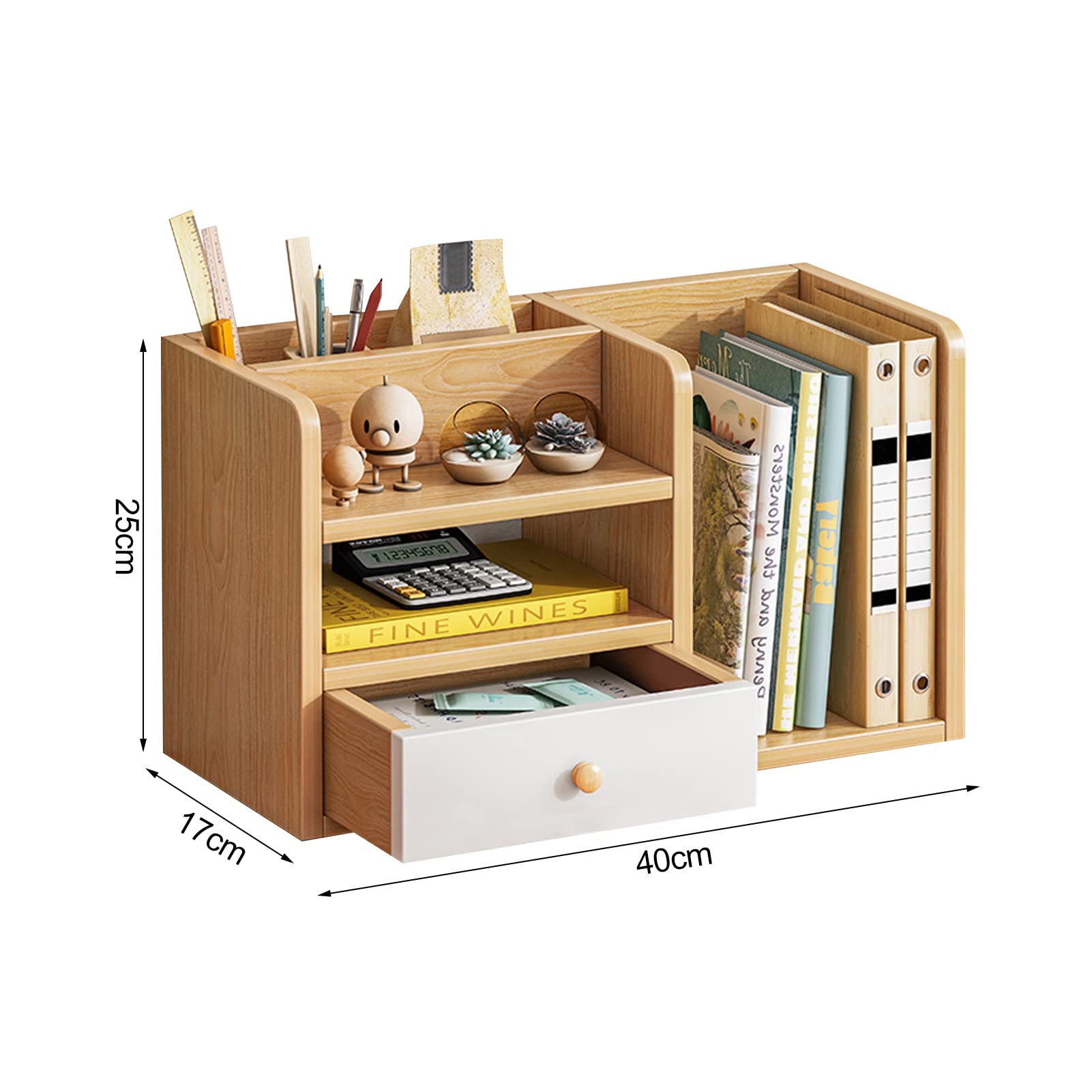 Organizador de Escritorio de Madera, portalápices, Mesa de Escritorio con cajón, Caja de Almacenamiento, Escritorio, revistero de Oficina para el hogar, la Oficina y la Escuela.