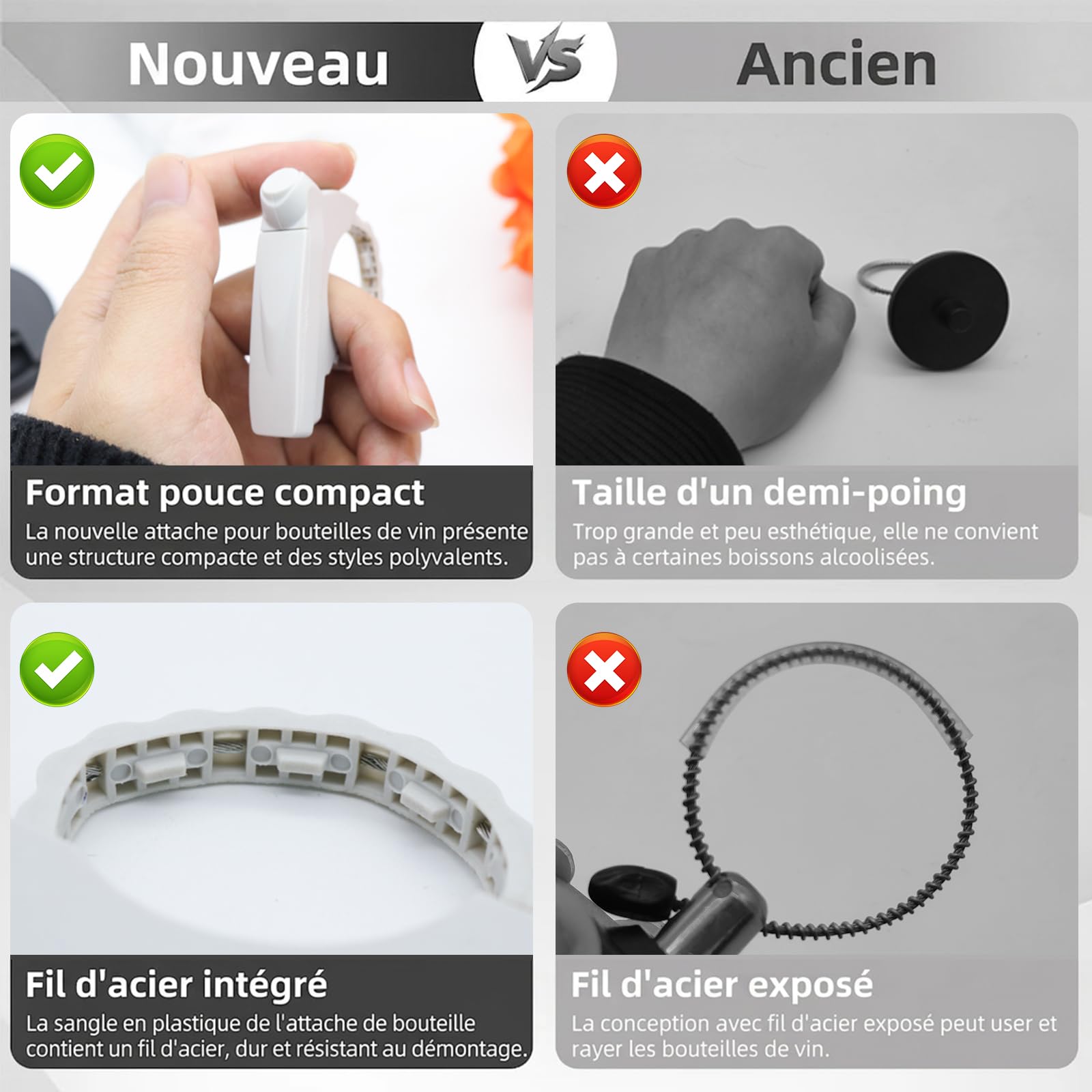 Étiquettes Antivol pour Bouchons de Bouteilles, 58 kHz AM Cadenas Antivol Réutilisable en Plastique pour Bouteilles de Vin Spiritueux Protection EAS pour Magasins (50 pièces)