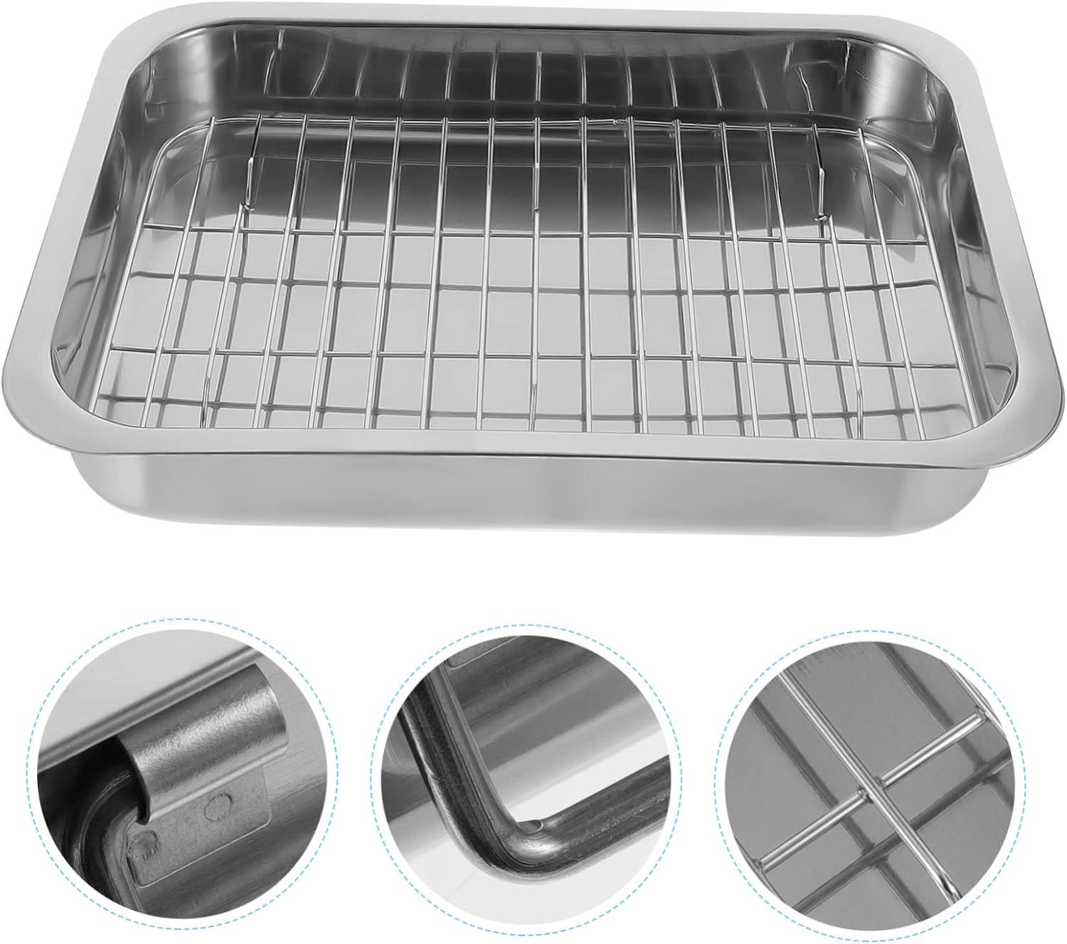 1set Rectangular Baking Tray Rack Stainless Steel Ovenware for Roasting Cooling and Baking Easy to Clean Space-saving Design for Cakes and Meats