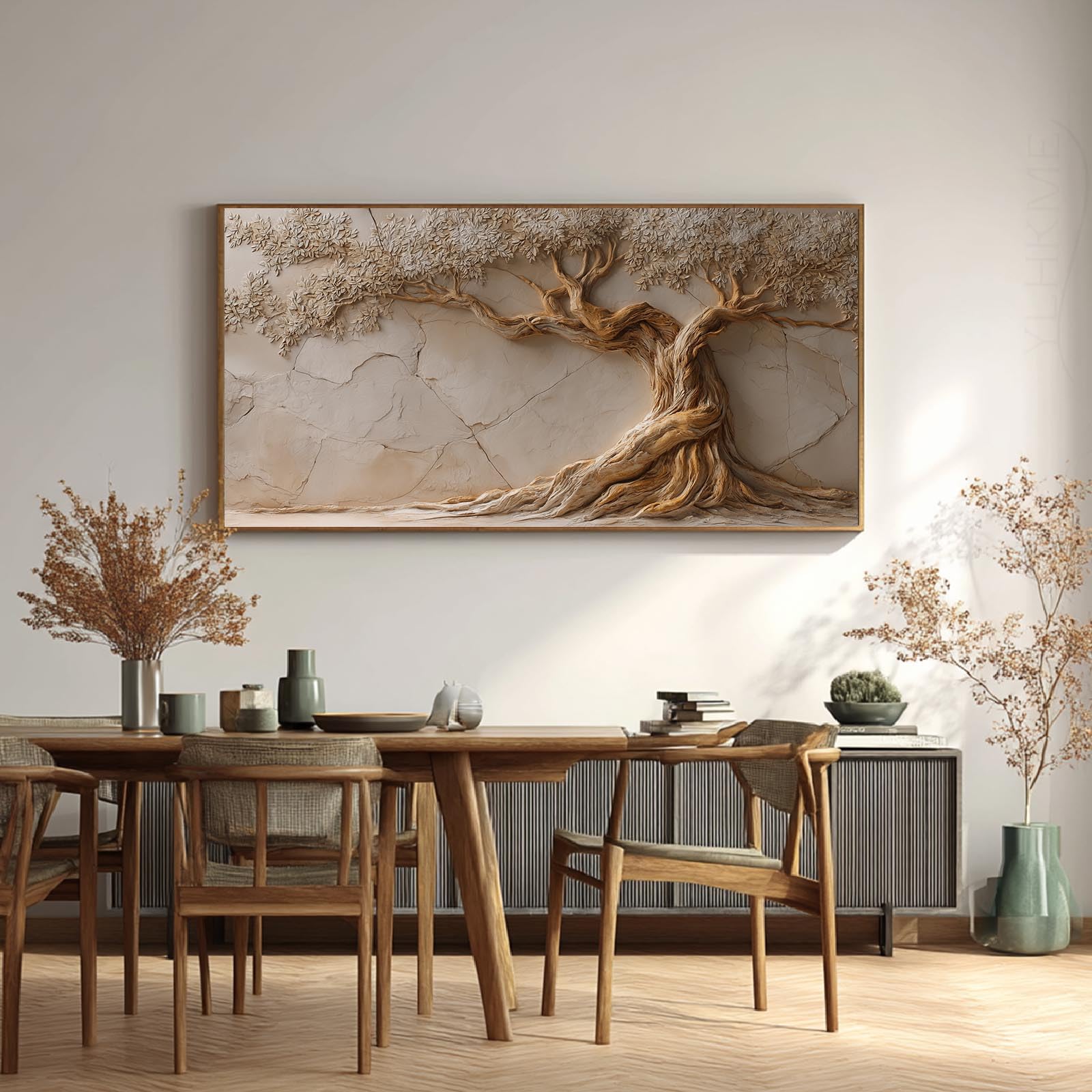 Bilder Auf Leinwand, Abstrakt Lebensbaum Modern (80X160CM,C-Ungerahmt) | Leinwandbilder Kunstdruck Wandbilder Für Wohnzimmer Schlafzimmer Wohnkultur Deko