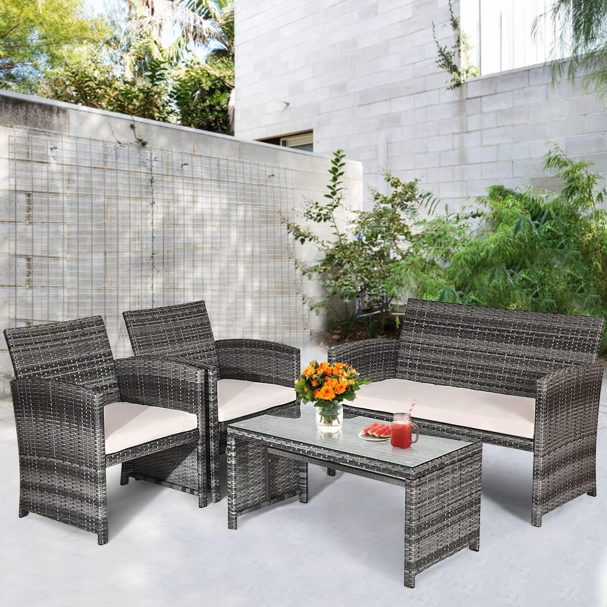 Diagram showing individual components of the patio set