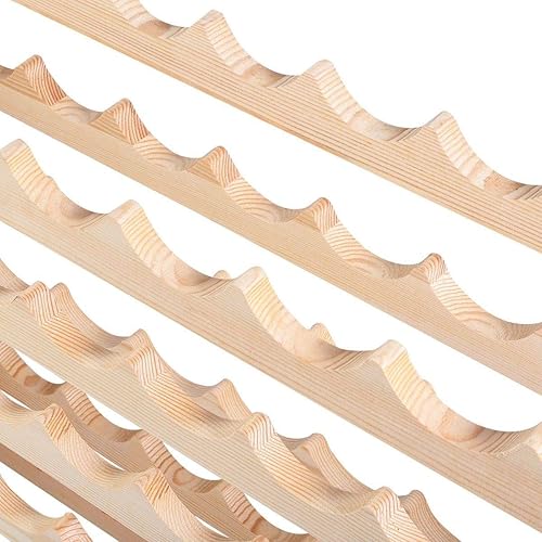 Miniatura 5 de TimmyHouse - Estantería para botellas de vino, apilable, 6 niveles, 72 estantes, madera