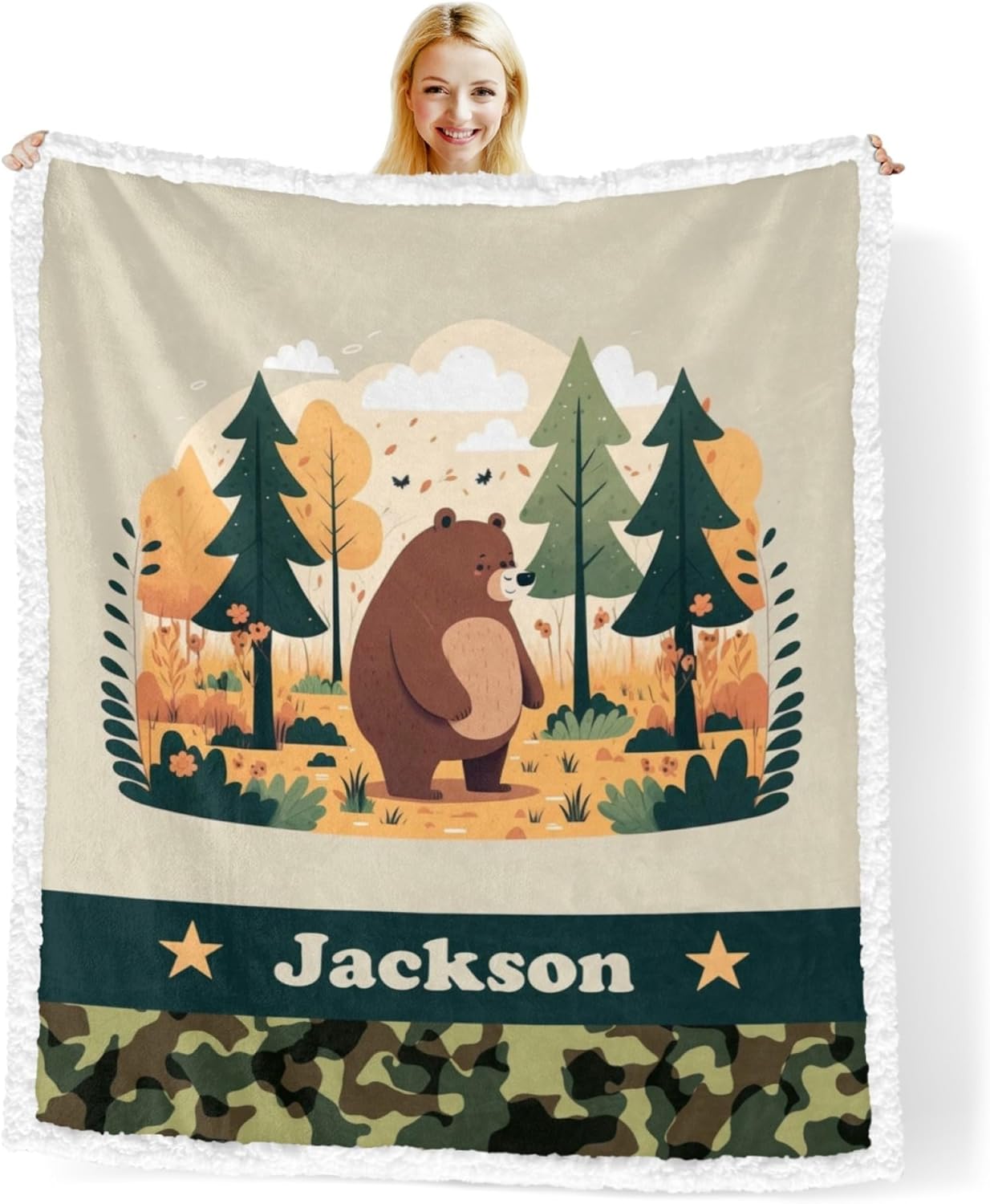 Custom Baby Blanket with Name Panda Sherpa Blanket Personalized Baby Blankets for Boys Girls Newborn Nursery Baby Blankets Unisex Receiving Blankets Girl Boy Toddler Blankets Soft Fleece