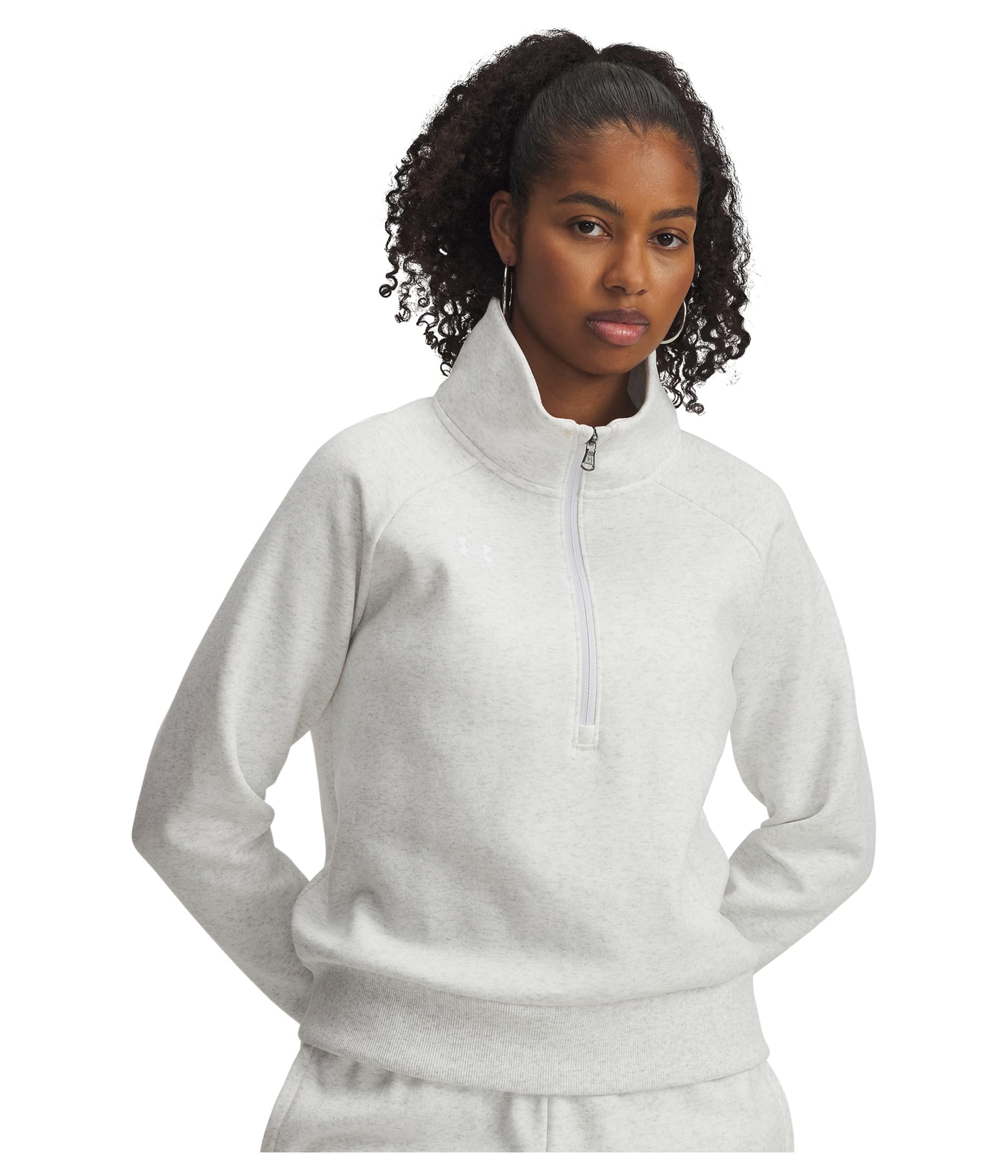 Under Armour womens Rival Fleece Half Zip, (023) Distant Gray / / White, S