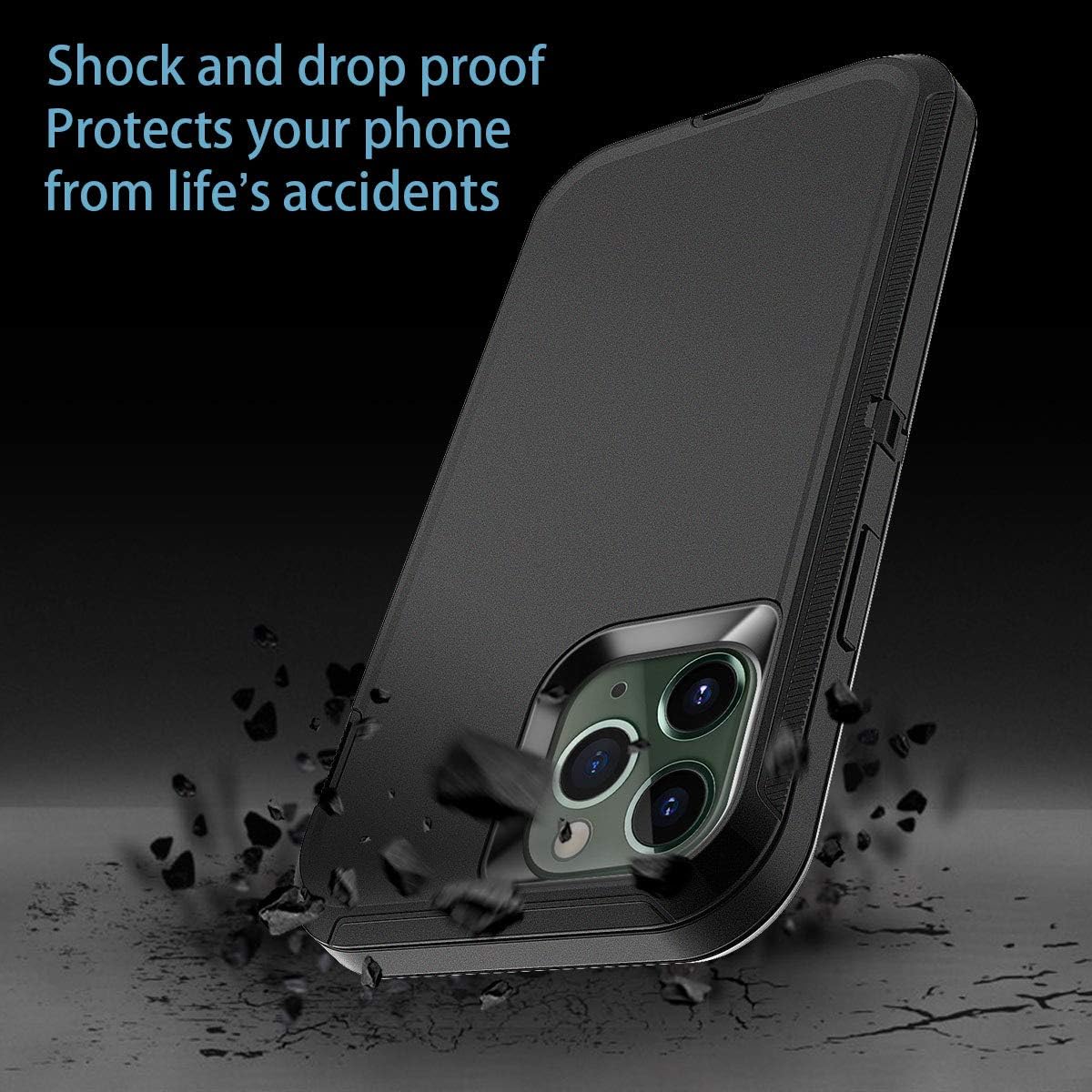I-HONVA for iPhone 11 Pro Max Case Shockproof Dust/Drop Proof 3-Layer Full Body Protection [Without Screen Protector] Heavy Duty Durable Cover Case for Apple iPhone 11 Pro Max 6.5-inch, Black