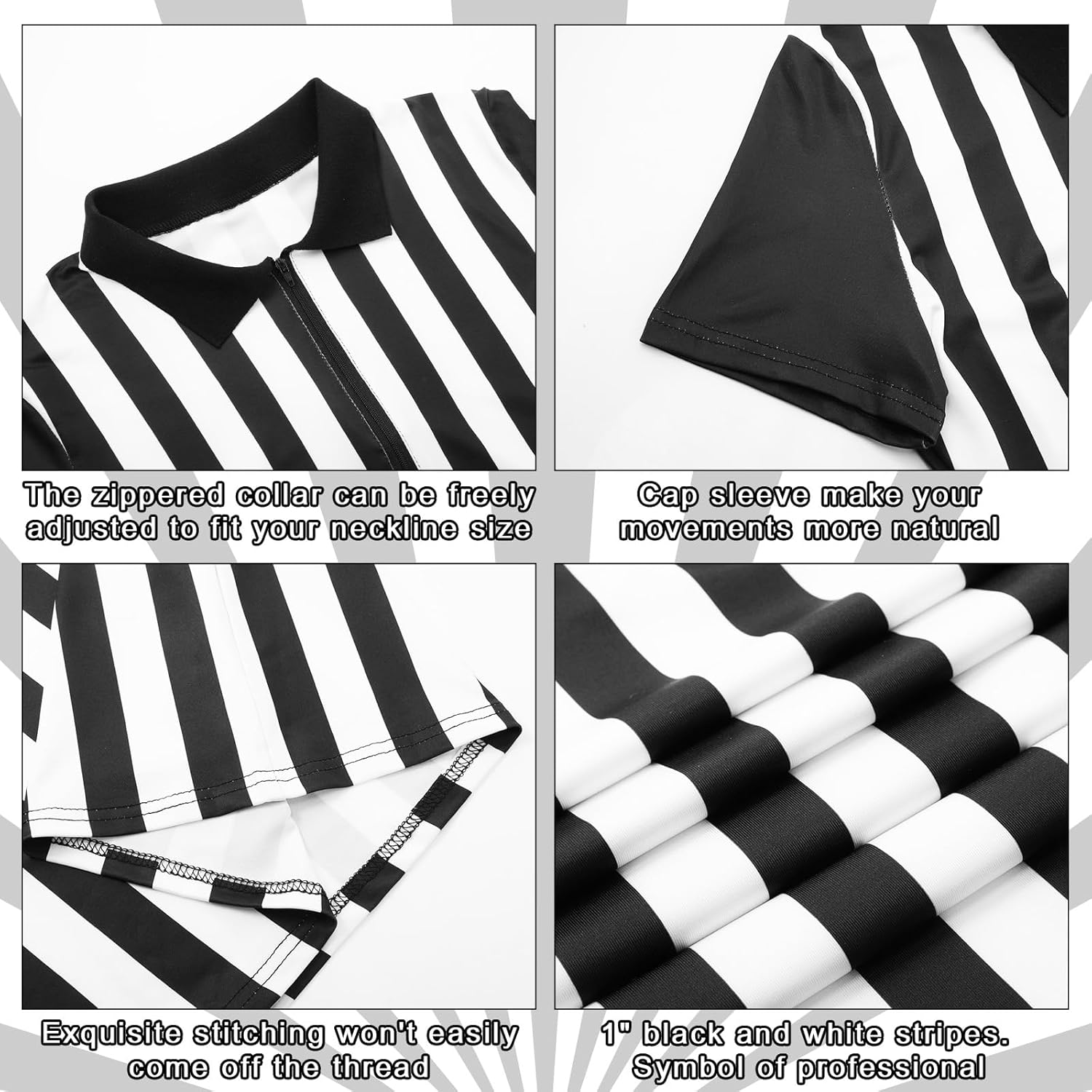 Women's Referee Shirt Dress Official Ref Umpire Jersey for Basketball Football Halloween Costume Waitresses Uniform - Image 4