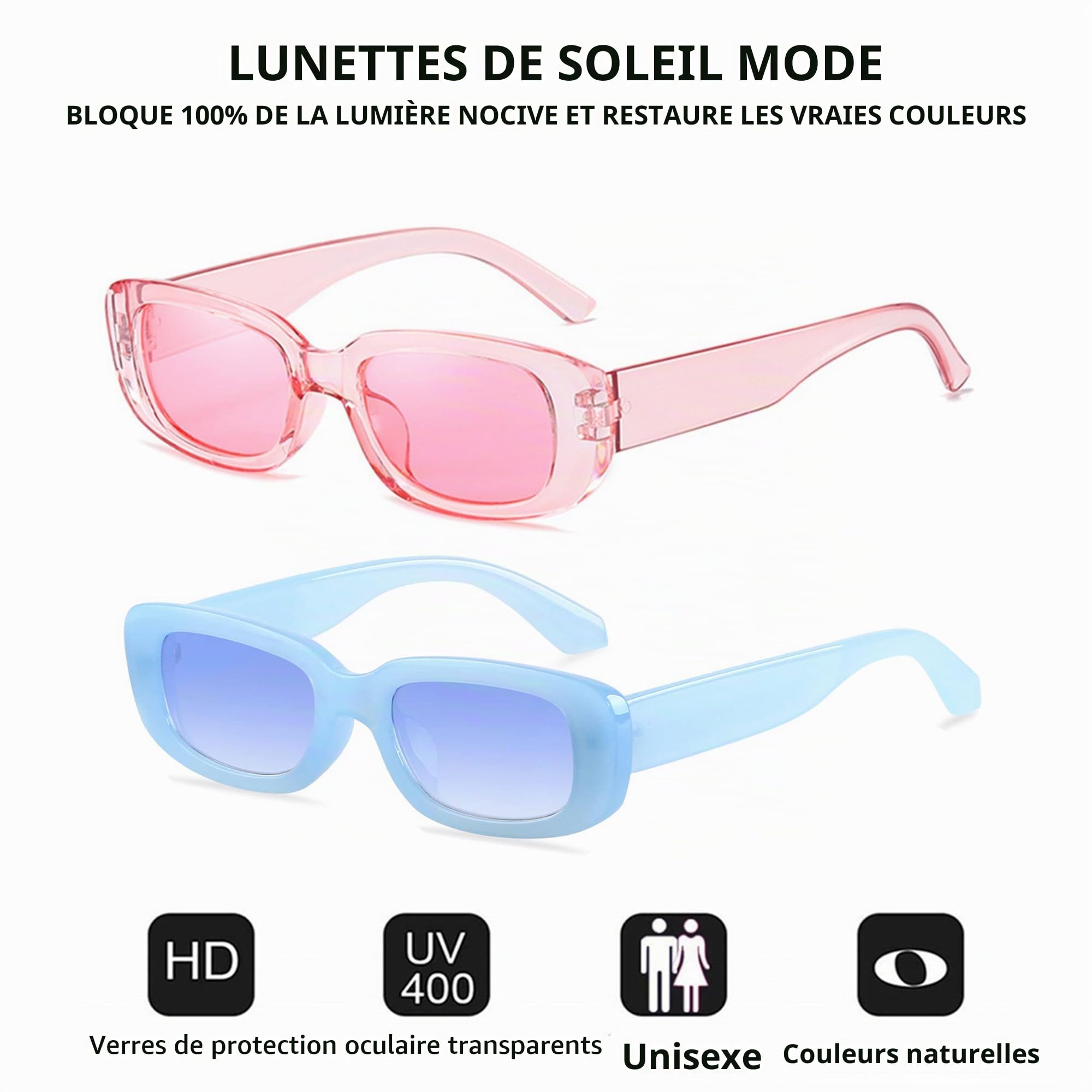 Lot De 10 Lunettes De Soleil Vintage Lunettes Rectangulaire Retro Trendy 90's Lunettes De Fête pour Femmes Et Hommes