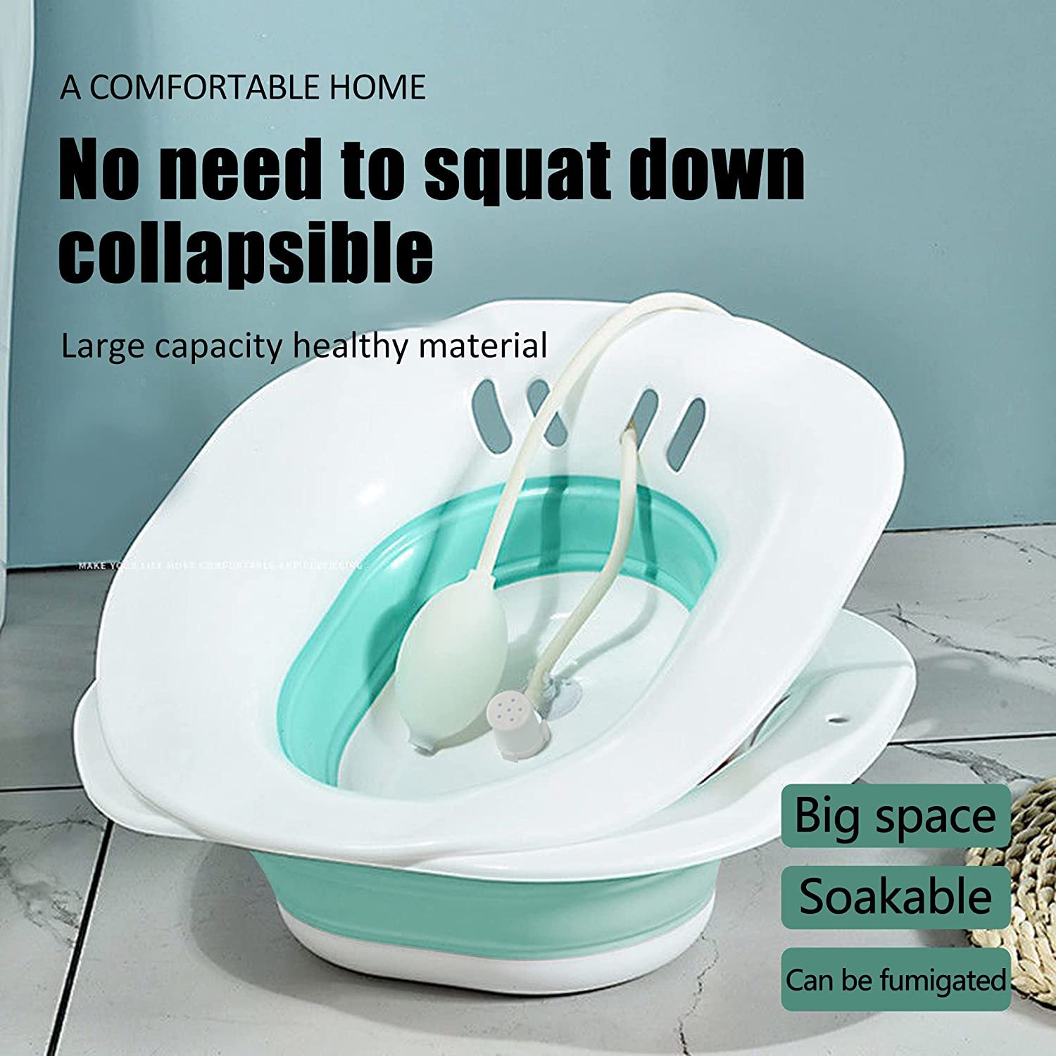 Sitz Vasca da bagno per WC, seduta seduta da bagno, per donne incinte, cura postpartum, OLIYA, adatta per WC e sedia da salotto universali (pieghevole con lavabo), con 2 ganci e 1 asciugamano.