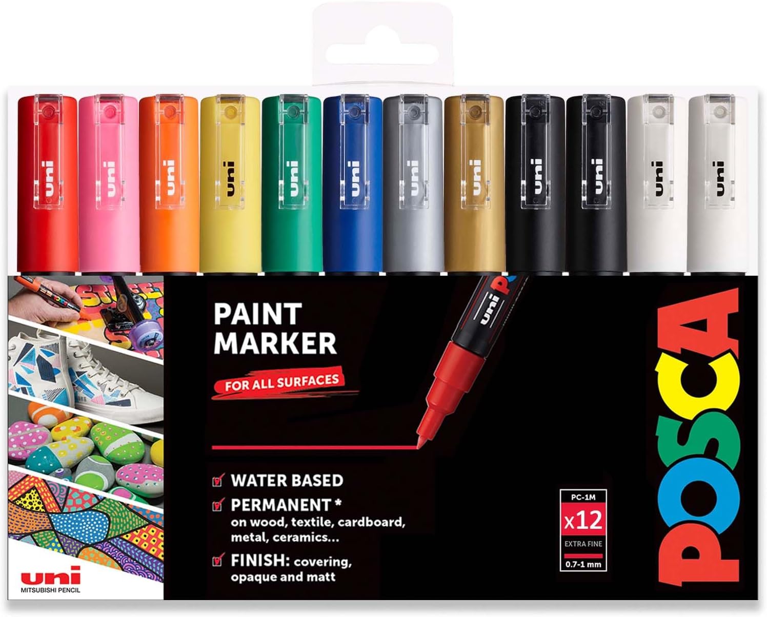 Uni Posca Full Set Acrylic Paint Markers Pens PC-1M PC-3M PC-5M 7