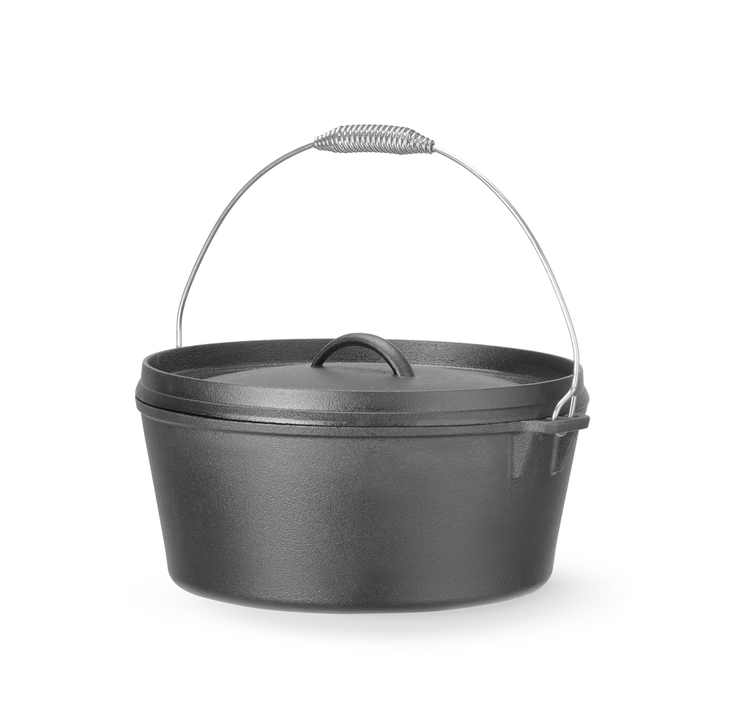 HENDI Pentola in ghisa con coperchio e manico ad arco, adatta a fuoco aperto, forno, piano cottura a gas, induzione, elettrico e vetroceramica, 7,2L, ⌀310x(H)130mm