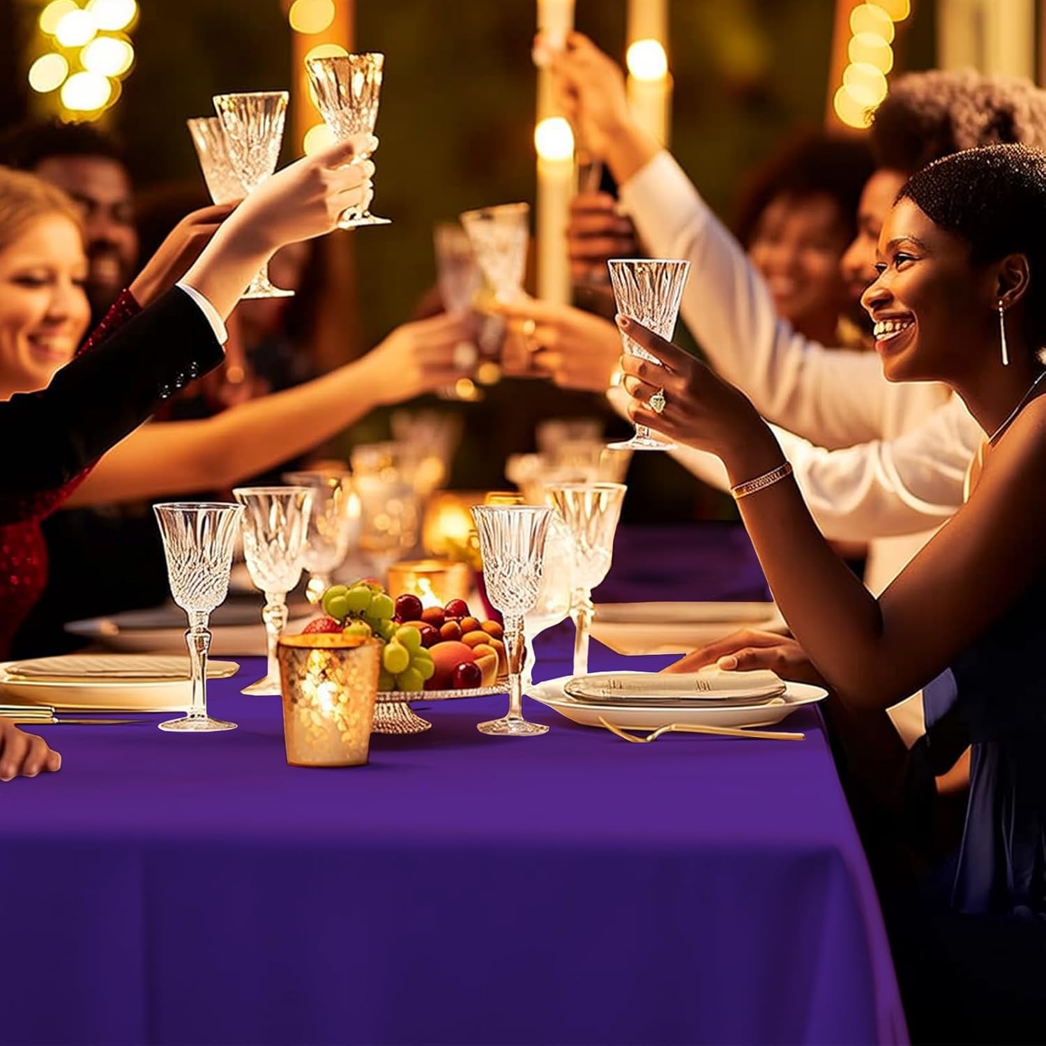 10 Pack Premium Disposable Plastic Tablecloth 54" X 108" Rectangle Table Cover for Birthdays Weddings Christmas Anniversary Buffet Table (Purple) image 5