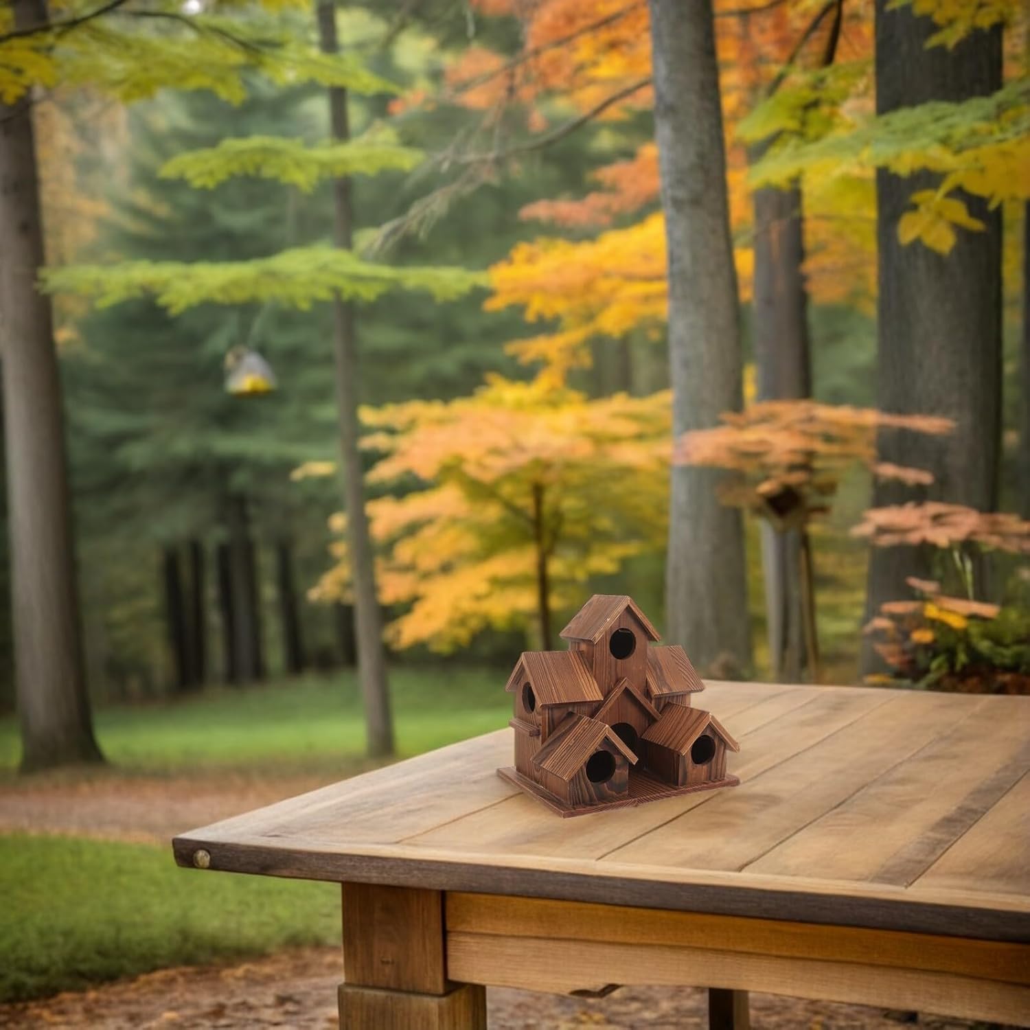 TEHAUX 2pcs Rustic Wooden Birdhouse for Outdoor Hanging, Wild Bird Nesting Box Cottage Style, Garden Wood Bird Feeder Nest Box for Backyard Wildlife Viewing