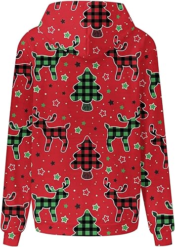 Miniatura 5 de Vifucz Navidad vacaciones pulóver sudaderas con capucha sudadera casual sudadera con capucha copa vino tinto impresión sudaderas camisa Top