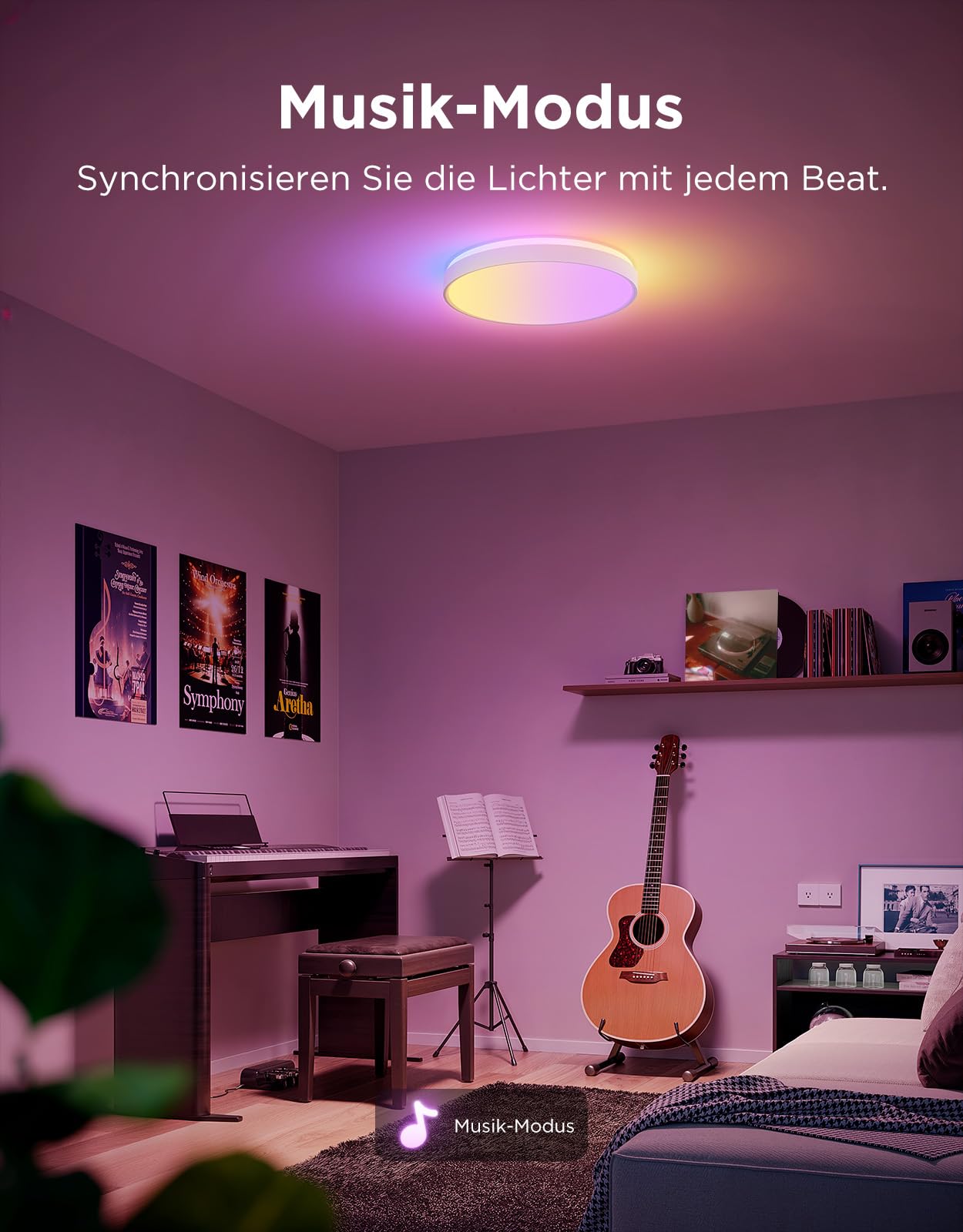 Govee Deckenlampe RGBIC 48,5W Smart LED Deckenleuchte 4300lm Kompatibel mit Matter Alexa Google Assistant Dimmbar Ø38cm