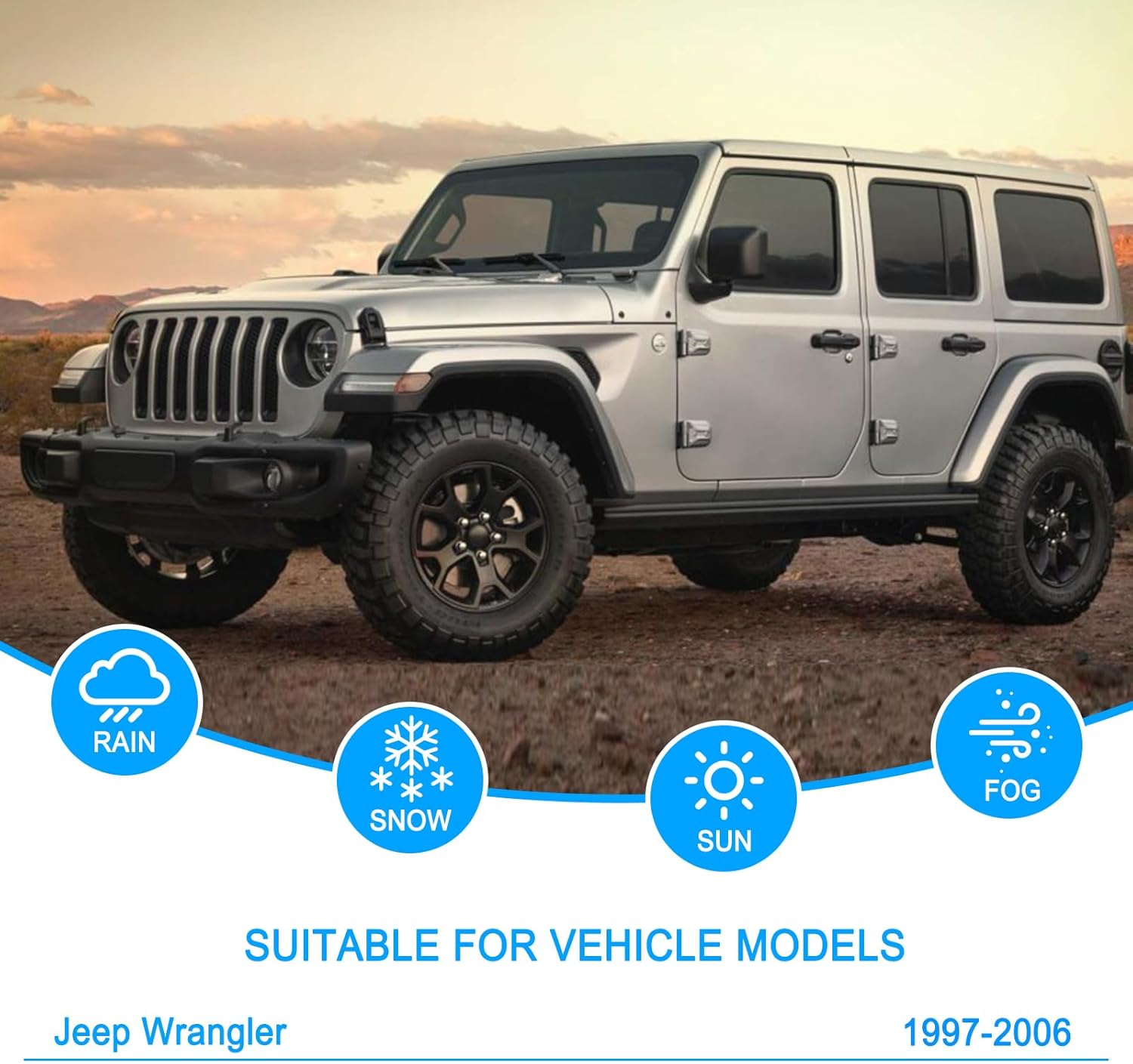 CJPPPZIW® Windshield Wipers-13"+13"+17" Replacement for 1997-2006 Jeep Wrangler,Streak-free,OEM Quality Premium All-Season Front and Rear Wiper Blades (Set of 3)