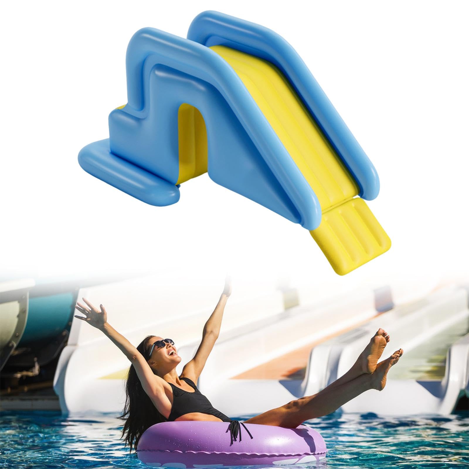Aufblasbare Wasserrutsche, Und Langlebig, für Kinder, Professionell, Einfach Aufzubauen, Aus PVC, mit Praktischem Zubehör, Stabil für Drinnen U, Hellblau