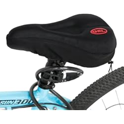 Sillin Bicicleta Estática Tres Tornillos Funda para sillín de bicicleta, con cómoda almohadilla de gel, para bicicleta de carretera o montaña, color negro