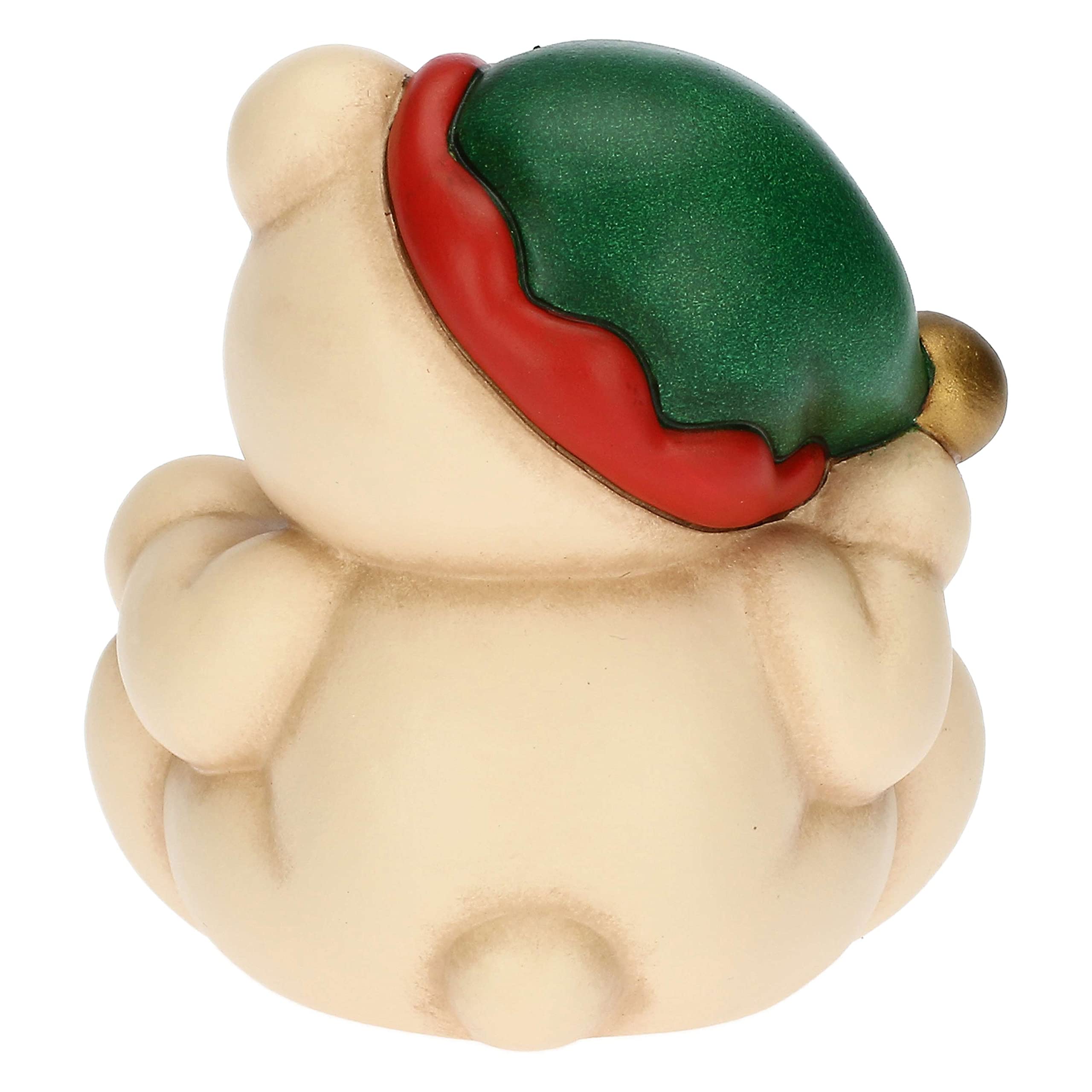 THUN - Natale 2022 - Soprammobile Teddy Elfo in Ceramica Decorata a Mano - Idea Regalo Natale 2022 - con Scatola in Latta - 10x7.5x11.5 cm h