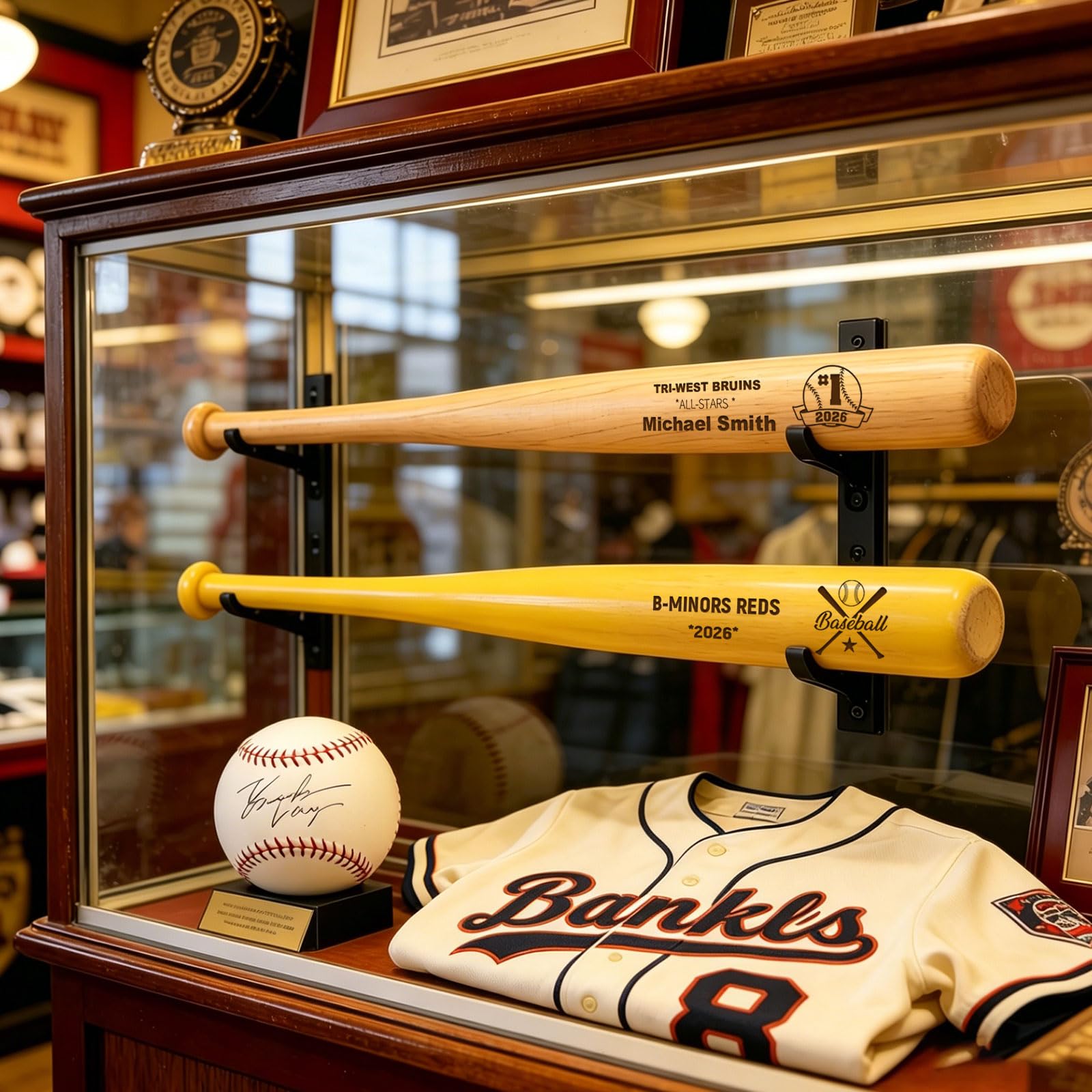 Mini Batte de Baseball Personnalisée 18 Pouces – Gravure Nom, Numéro & Logo, Petit Batte en Bois Cadeau Little League
