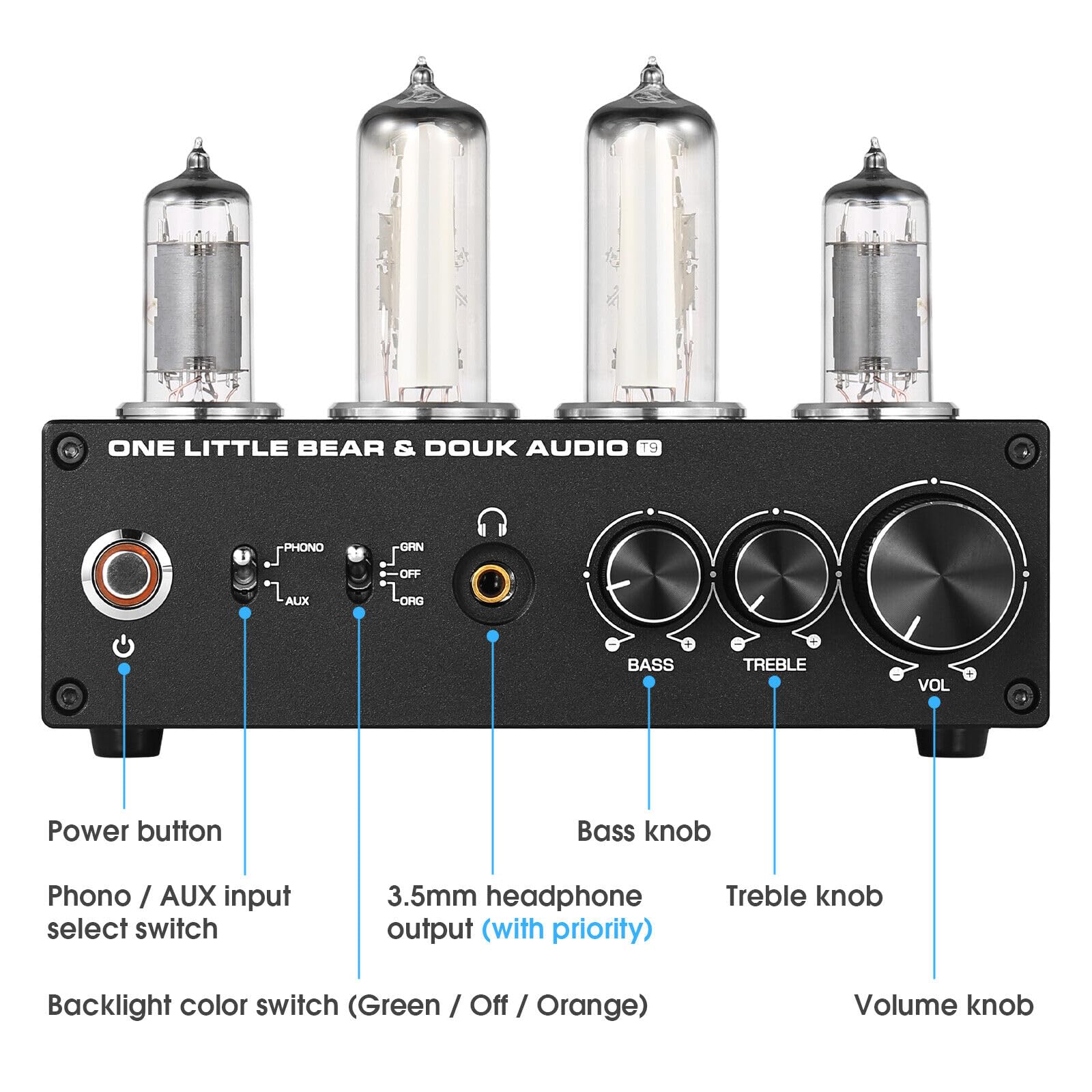 Preamplificador de tubo HiFi 6E2 Phono Preamplificador para tocadiscos MM/MC Amplificador de auriculares
