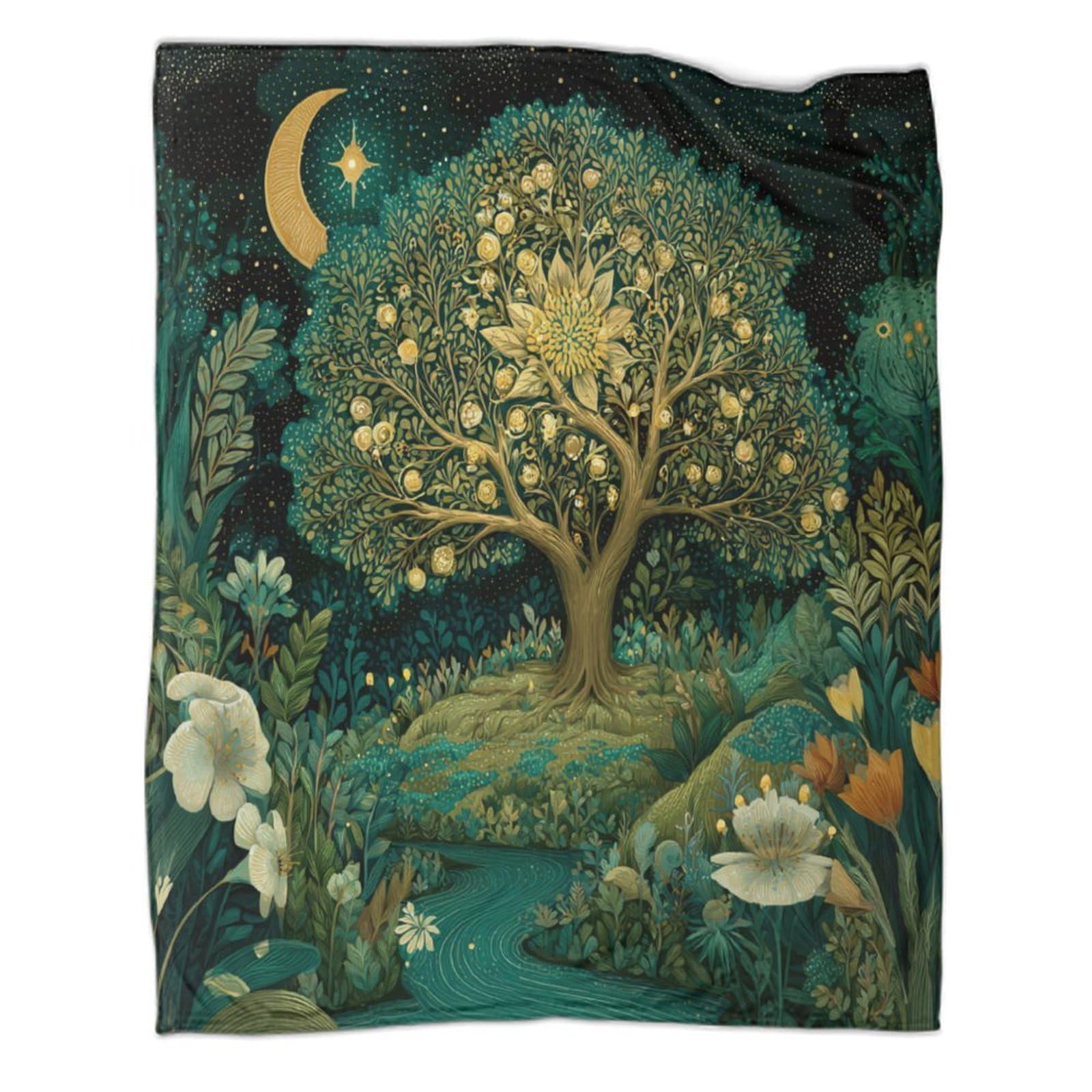 kaiyun A Beautiful Tree, Bathed in A Starry Night Sky Blanket,Soft,Comfortable And Warm,3D Pattern,Suitable for Home And Camping,50x60inch(127x152cm)