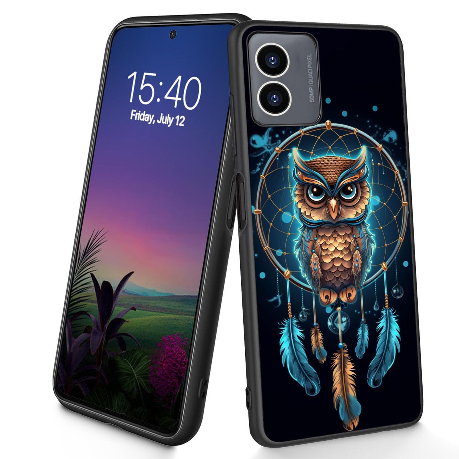 Bxgolkgd Designed for Moto G 5G 2024 Case,Slim Soft TPU Silicone Shockproof Anti Slip Protective Case for Motorola Moto G 5G 2024 6.6 inch,Dreamcatcher Owl