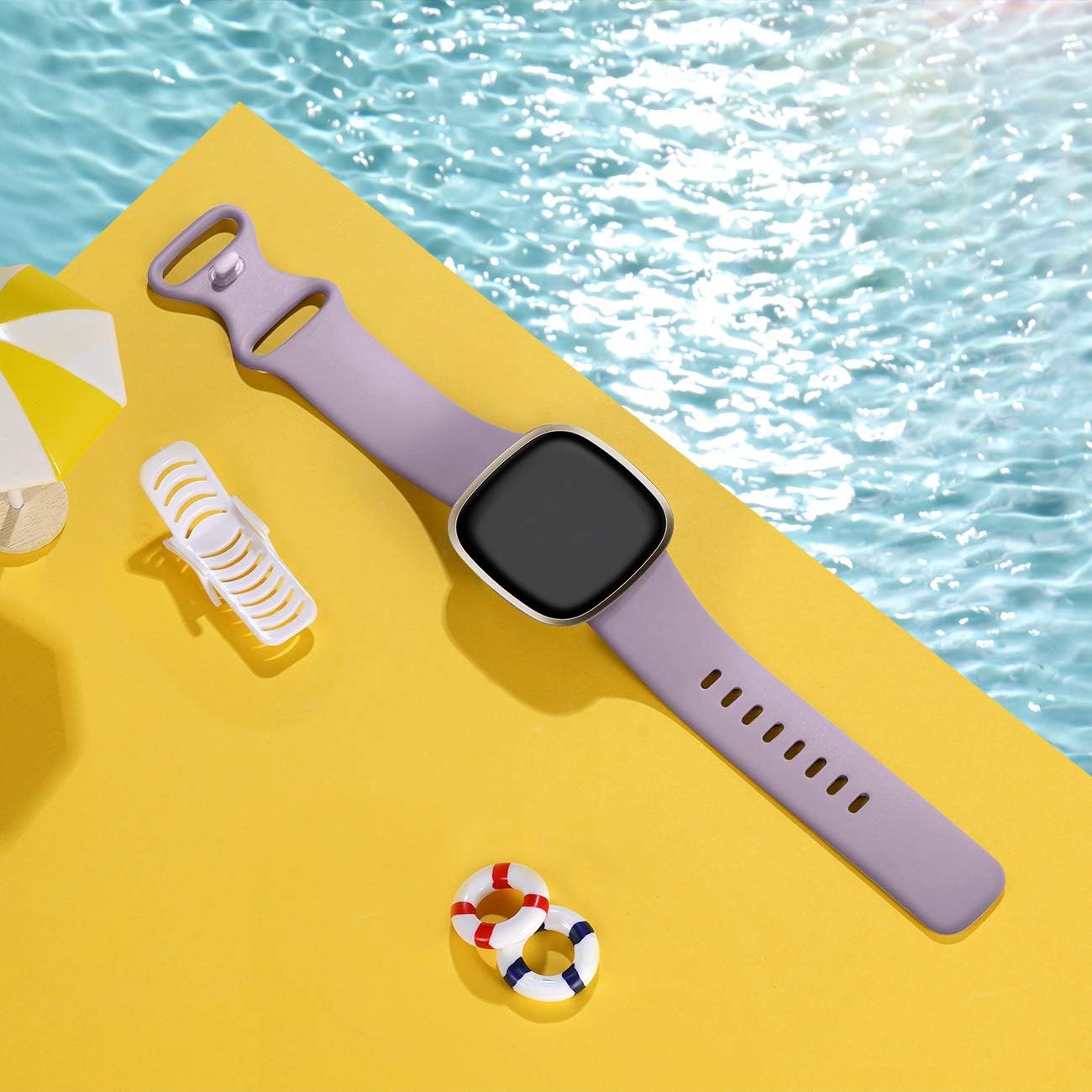 Oielai Compatible for Fitbit Versa 4/3/Sense 2/3 Strap, Silicone Sport Soft Replacement Band for Women Men Small Lavender - Image 3