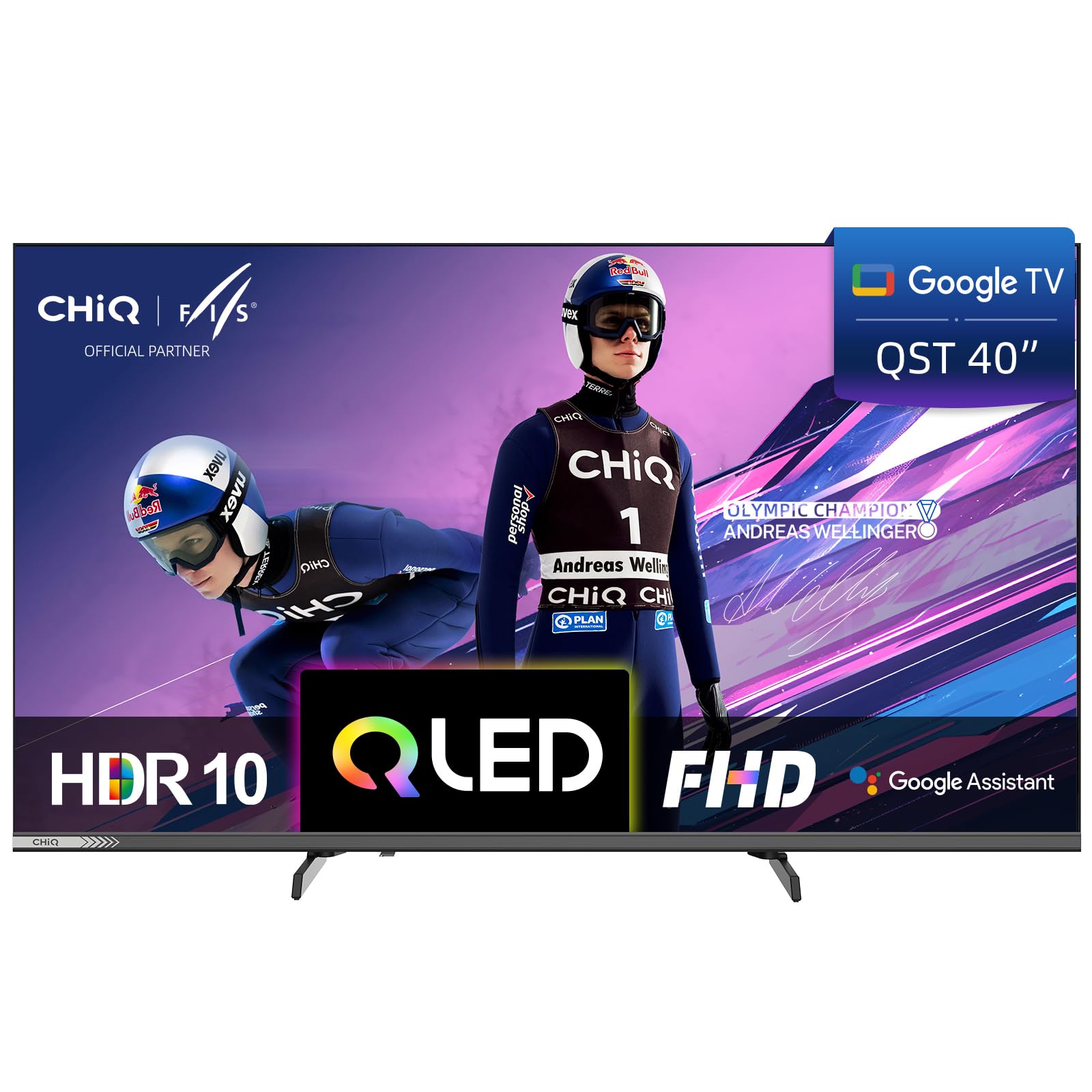 CHiQ L40QST 40 Pollici(101cm) QLED FHD Pro Smart Google TV - Design Metallo Senza Cornice, 93% DCI-P3, HDR10, Dolby Audio,Controllo Vocale, DVB-T2
