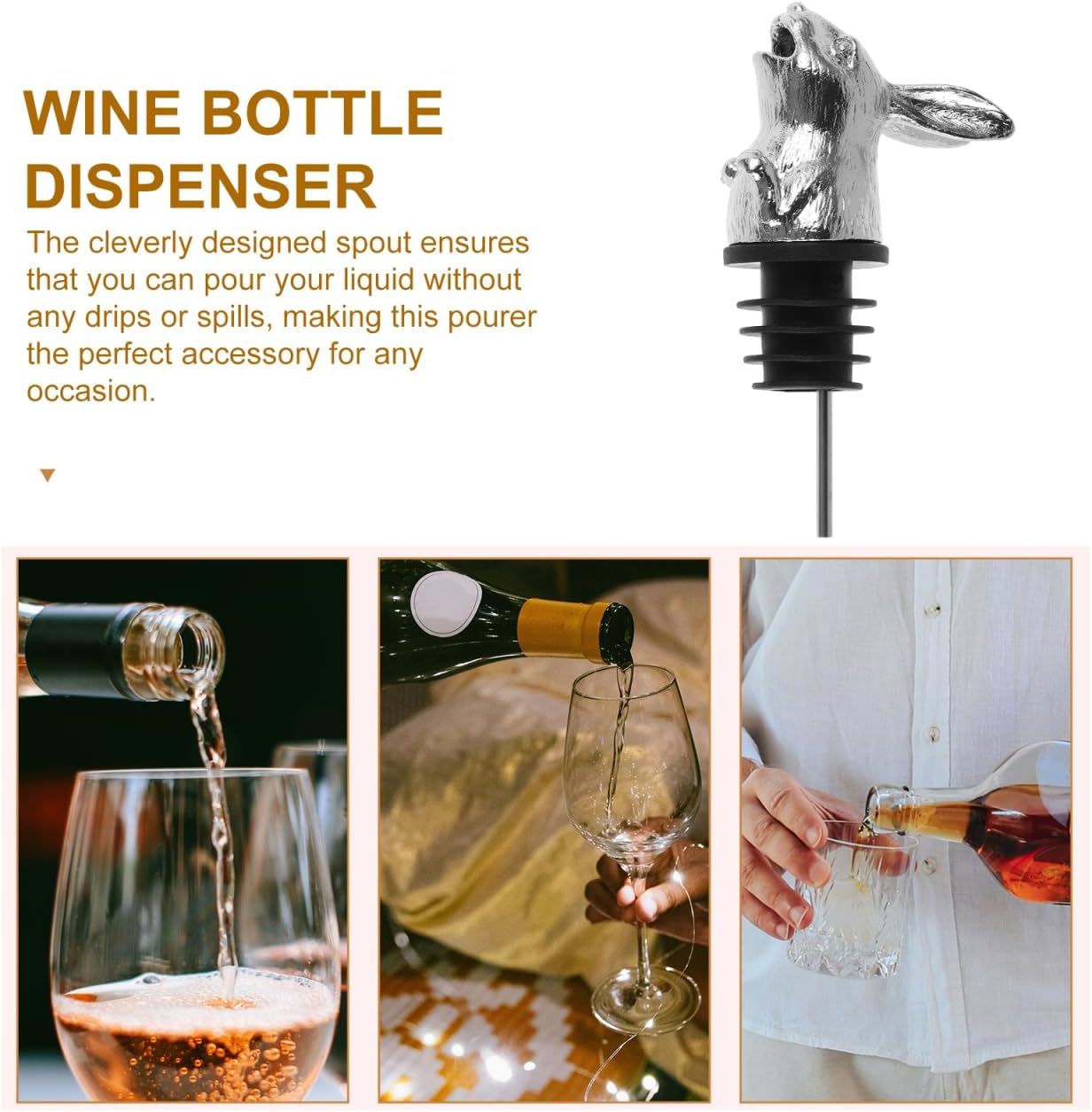 BESTOYARD Creative Wine Pourer Stainless Steel Animal Wine Aerator for Beverages Fun Pourer for Parties and Design
