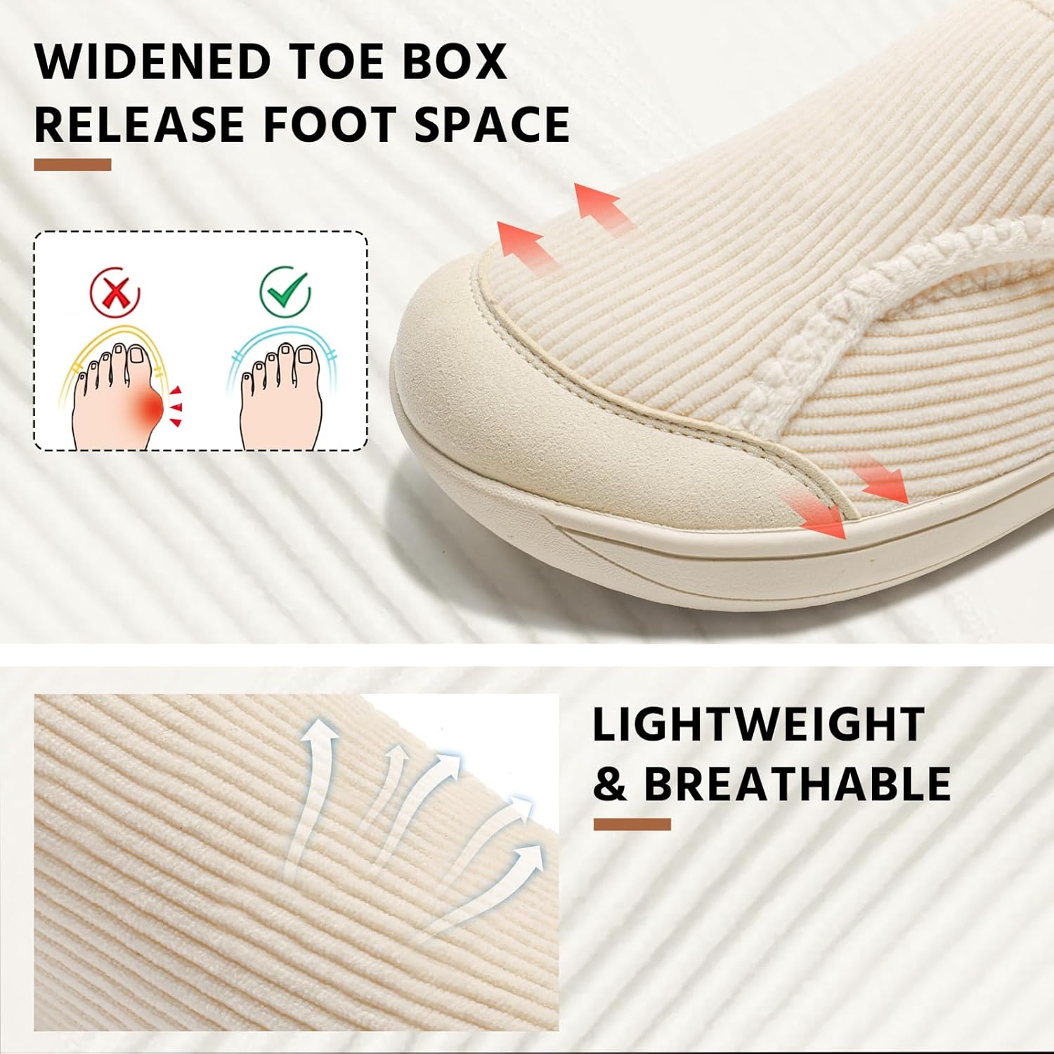 Comfortable Wide Diabetic Shoes for Women Mes,Barefoot House Shoes Slippers for Women Indoor Outdoor,Adjustable Zero Drop Edema Shoe for Neuropathy, Breathable Nursing Shoe Wide Width Casual Sneakers - Image 3