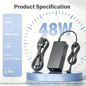 DC 19V Power Cord Compatible with Samsung TV Monitor 32 UN32J4000AF