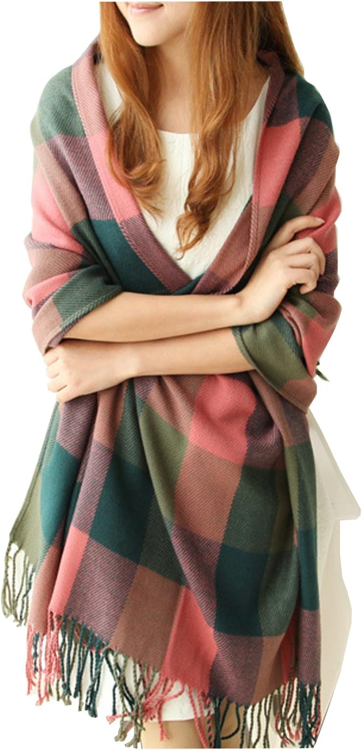 Women's Fashion Long Shawl Big Grid Winter Warm Lattice Large Scarf