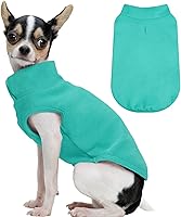 Vista 41 de FUAMEY Chaleco de forro polar para perros pequeños, sudaderas cálidas y elásticas para perros con agujero para correa, suéter suave de cuello alto