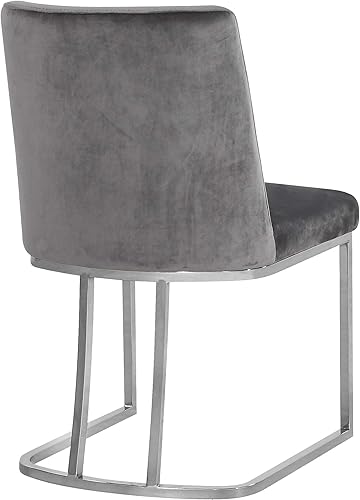 Miniatura 2 de Meridian Furniture Heidi Collection Modern - Silla de comedor tapizada de terciopelo contemporáneo con marco de metal cromado pulido, juego de 2, 19