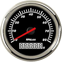 Vista 8 de Tacómetro Universal Marino Medidor de Tacho Fuera de Borda Impermeable 85 mm 0-8000 RPM con Retroiluminación Roja Medidor de Horas para Barco Coche