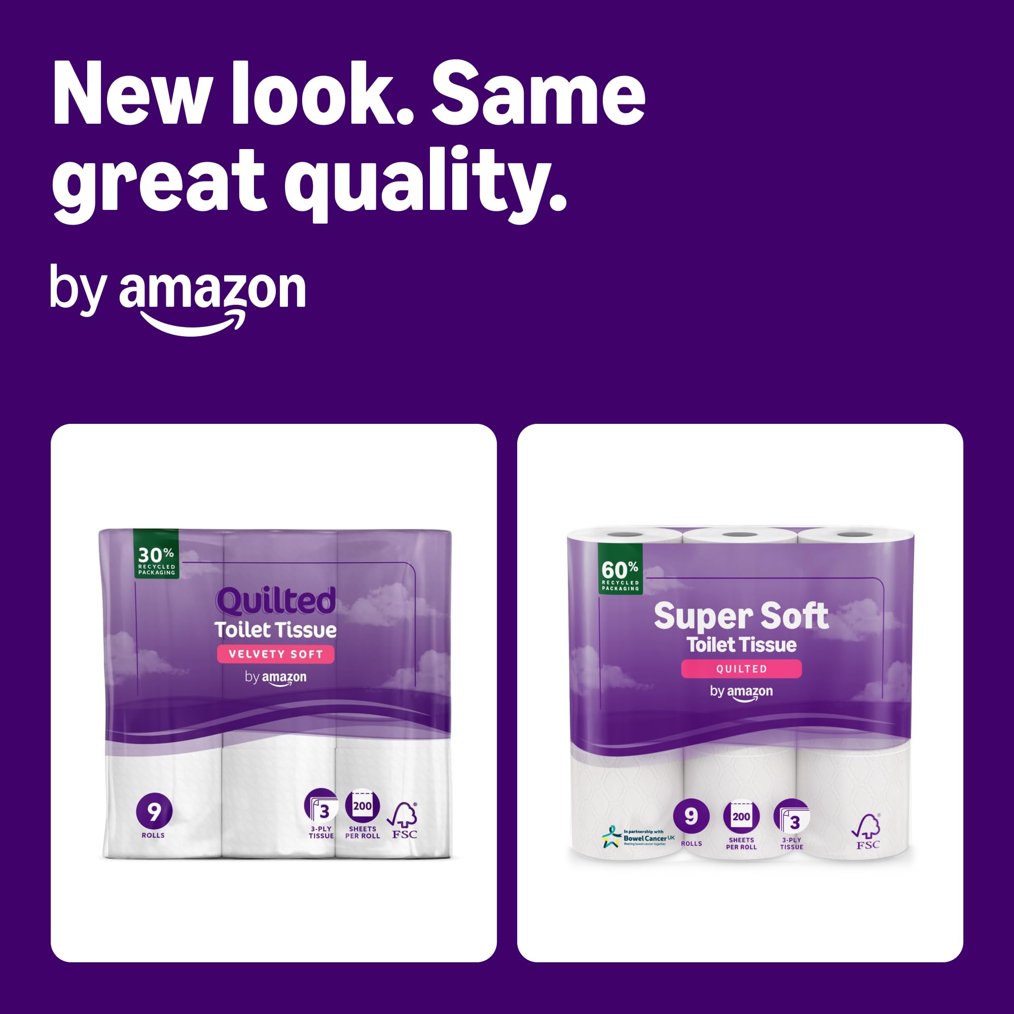 by Amazon Super Soft Toilet Tissue, 3-ply, 9 Rolls (1 Pack of 9), 200 Sheets per Roll, FSC Certified — view 2