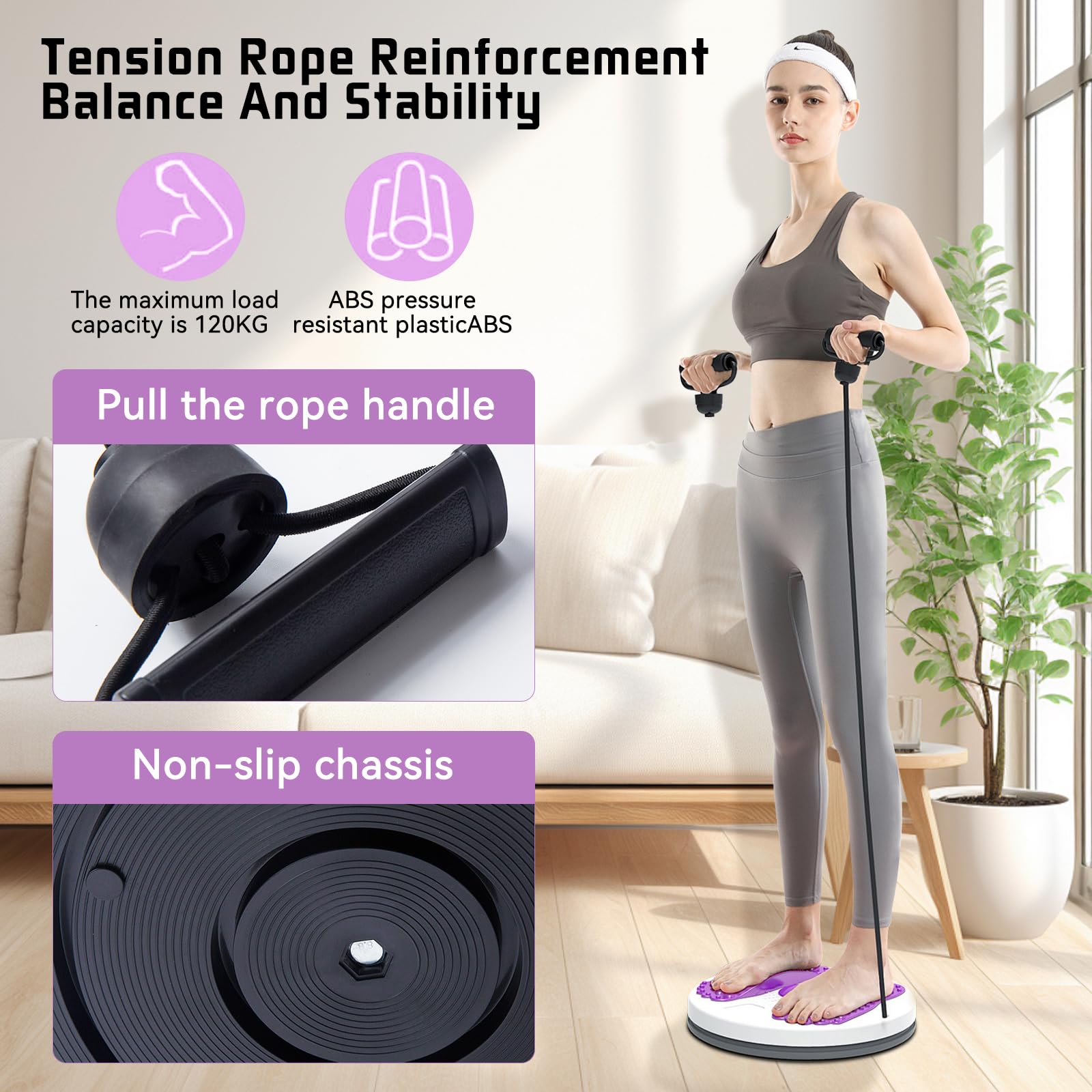 Tabla de equilibrio de disco giratorio de cintura con cuerdas de cordón, moldeador de cuerpo, disco de entrenamiento de fitness, tocadiscos para entrenamiento en casa, escultor de cintura, placa de