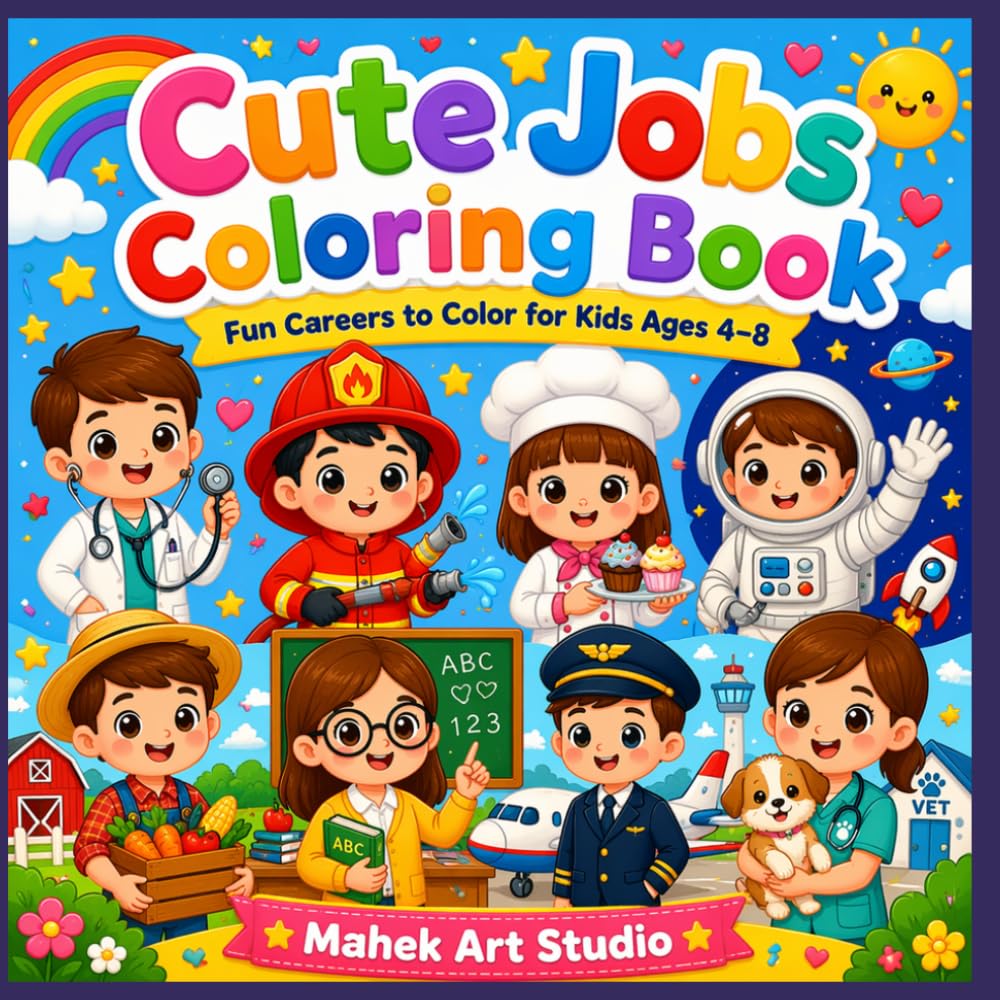 Cute Jobs Coloring Book: Fun Careers to Color for Kids Ages 4–8